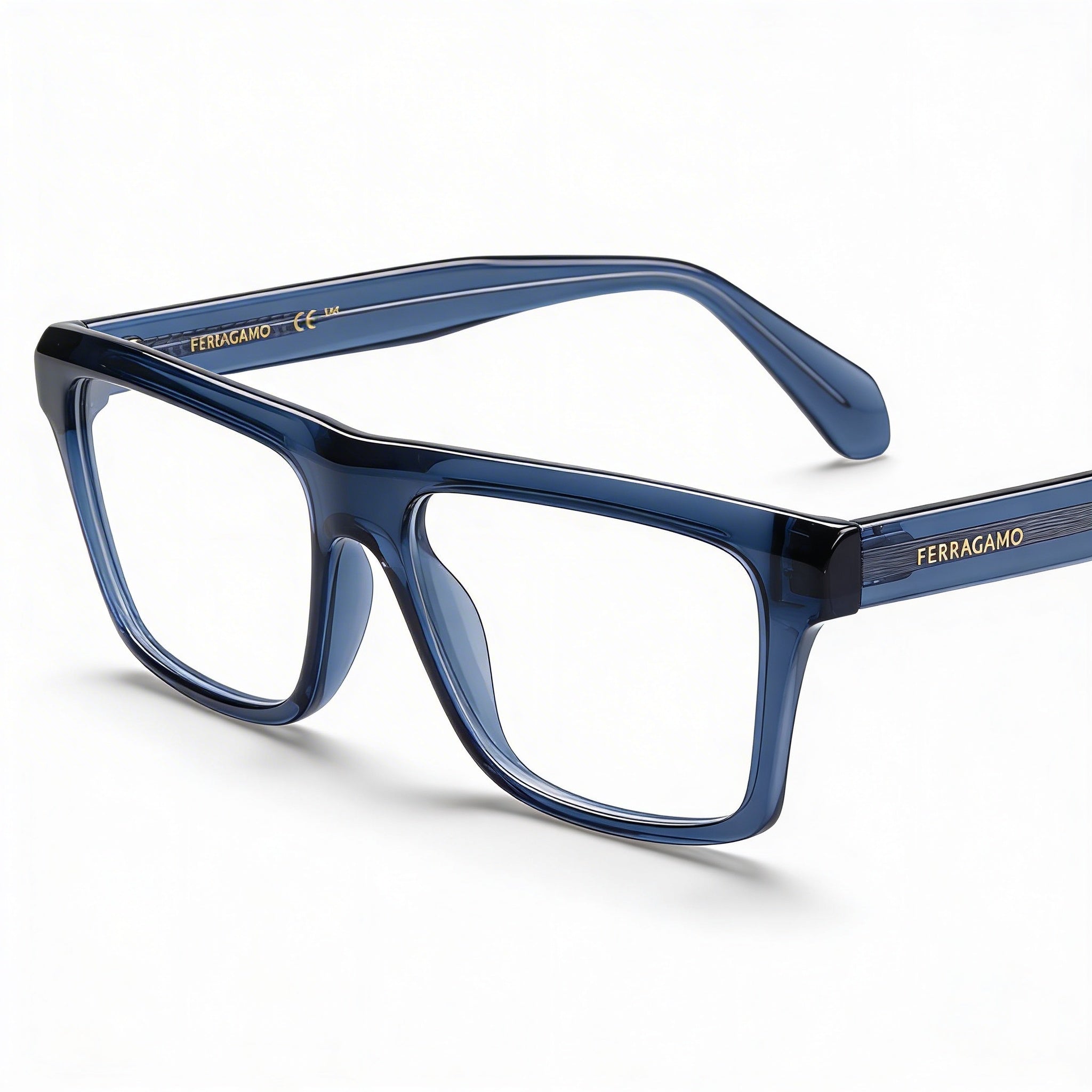 Ferragamo Sf2988 Men's Polarized Transparent Azure Metal Eyewear with Polycarbonate Lenses 54mm, Photo 1