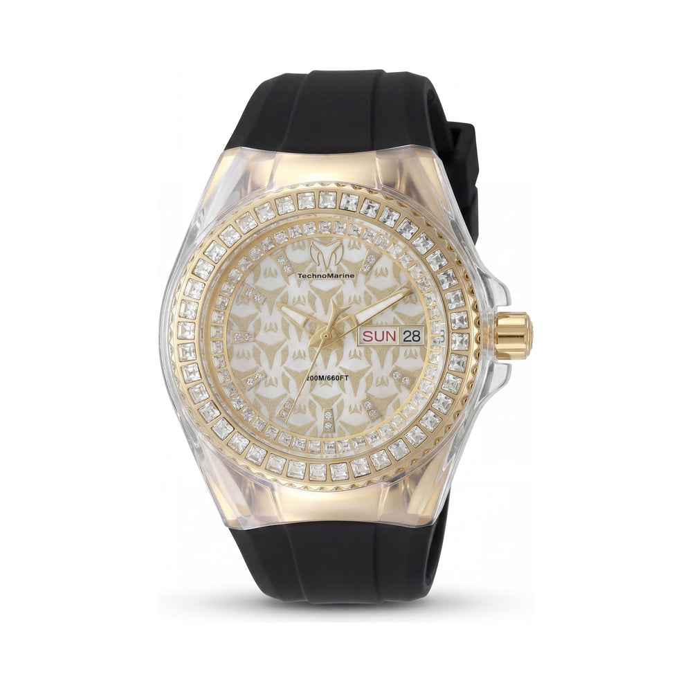 Technomarine Cruise TM-125038 Reloj Unisex de Cuarzo con Esfera Dorada, Caja de Acero Inoxidable, Correa de Silicona, 40mm, 20 ATM