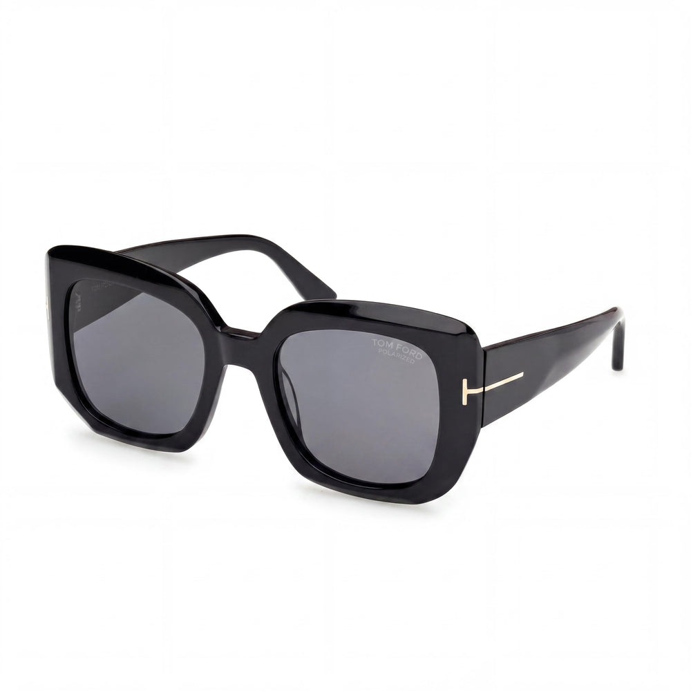 Gafas de sol Tom Ford Ft1220 para mujer, montura de plástico negro brillante con lentes ahumados, ancho de lente 52 mm, puente 21 mm, patilla 140 mm