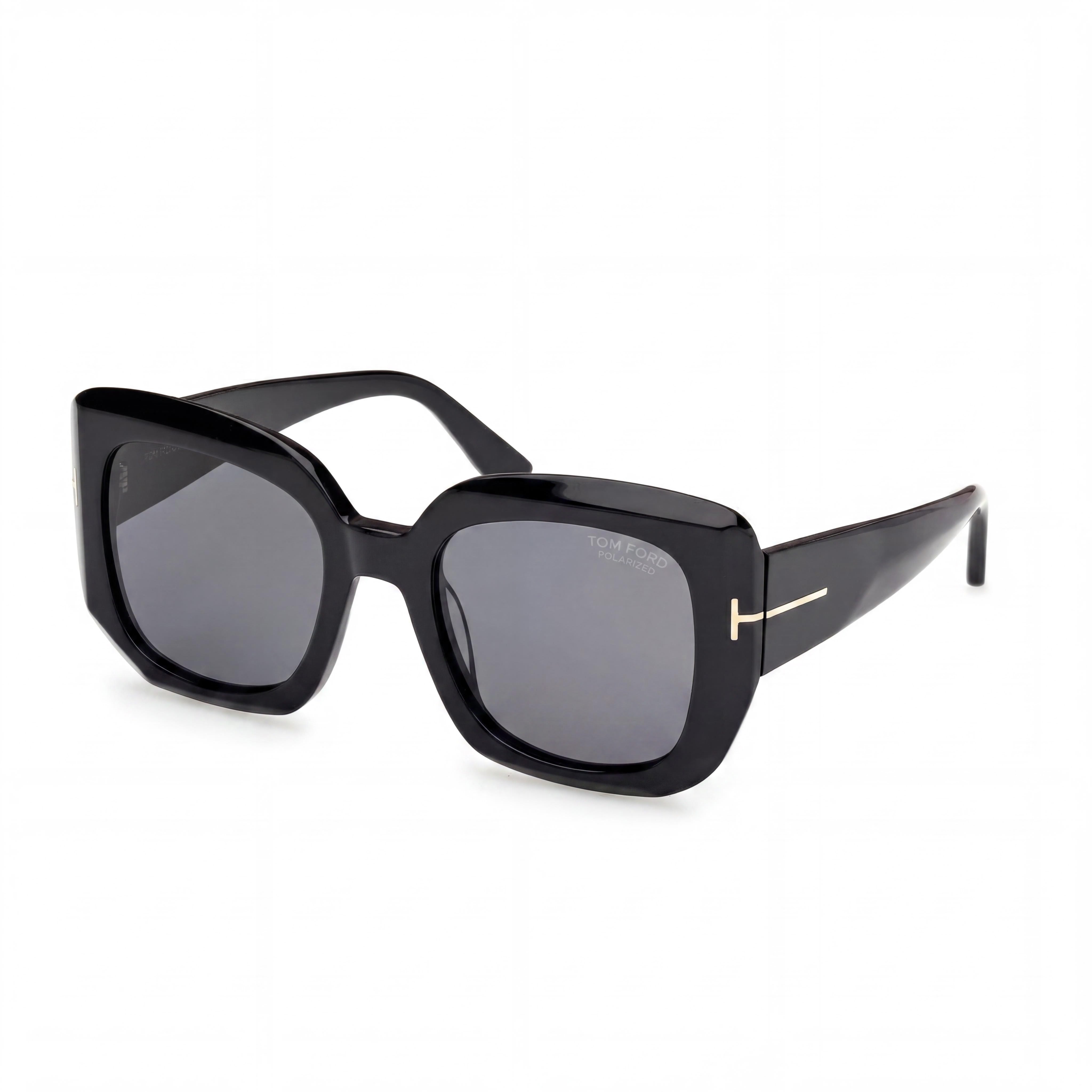 Tom Ford Ft1220 Women's Shiny Black Plastic Frame Eyewear with Smoke Lenses, Lens Width 52mm, Bridge 21mm, Temple 140mm, Photo 1