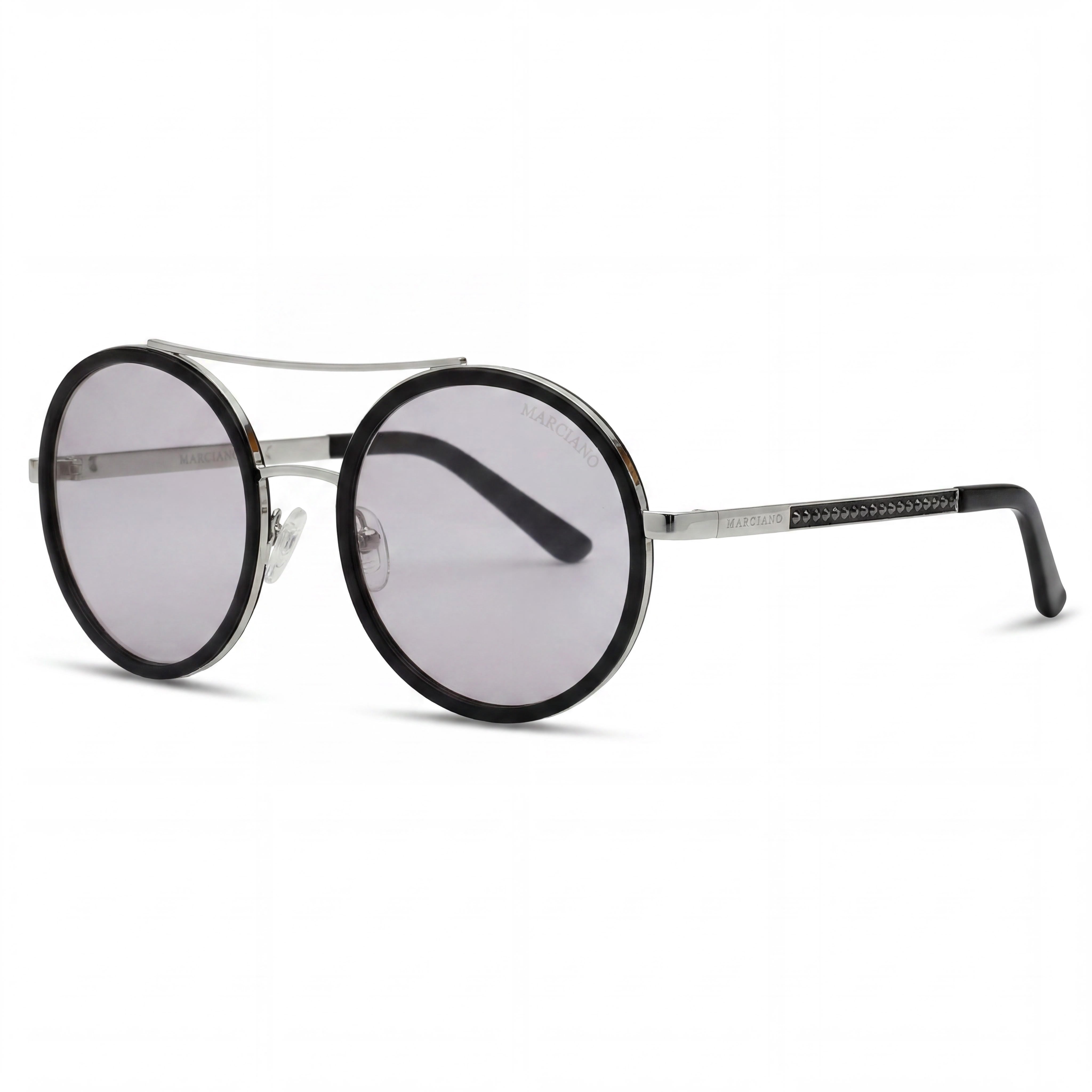 Gafas de sol GUESS para mujer, estilo clásico, con montura de plástico negro, lentes de espejo plateadas y protección UV, 55 mm, Photo 1