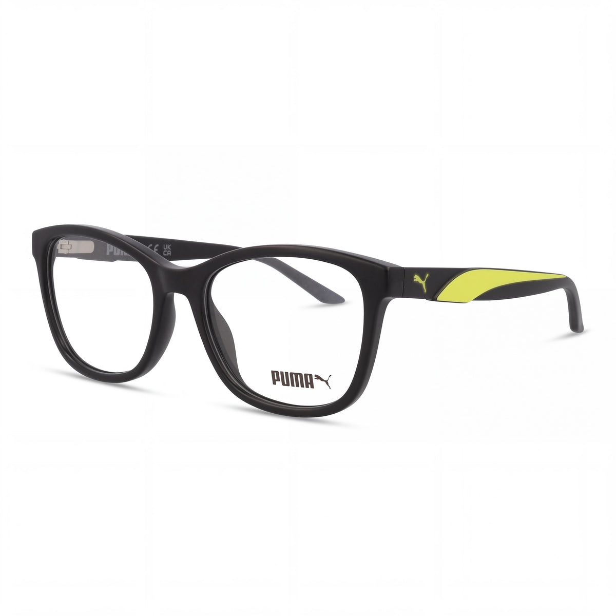 PUMA Pj0054o-001 Unisex Square/Rectangle Plastic Non-polarized Black Transparent Frame Transparent Lens Glasses 49mm, Photo 1