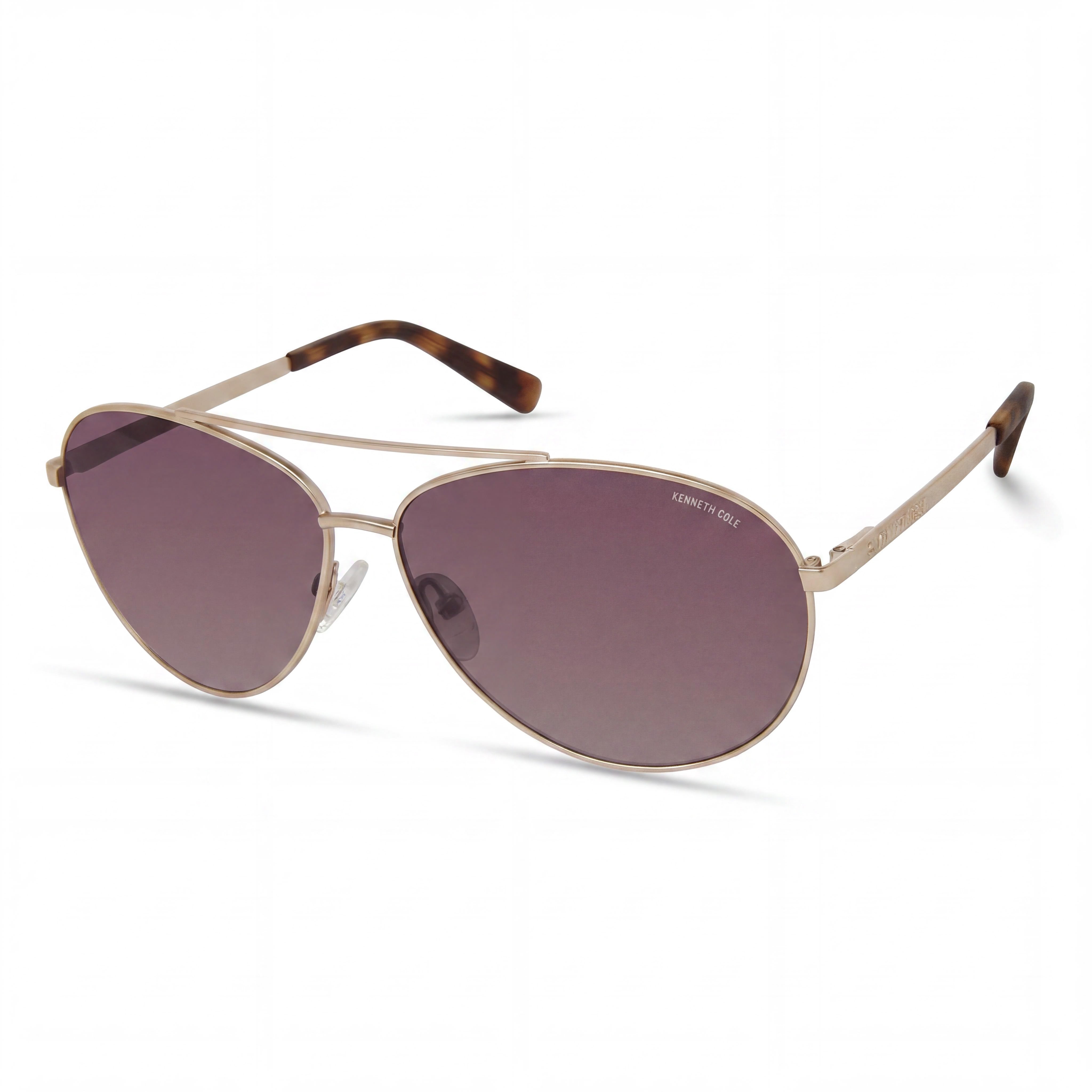 Kenneth Cole Women's Kc6333g Gold Metal Sunglasses with Brown Mirror Lenses, 63mm, UV Protected, Photo 1