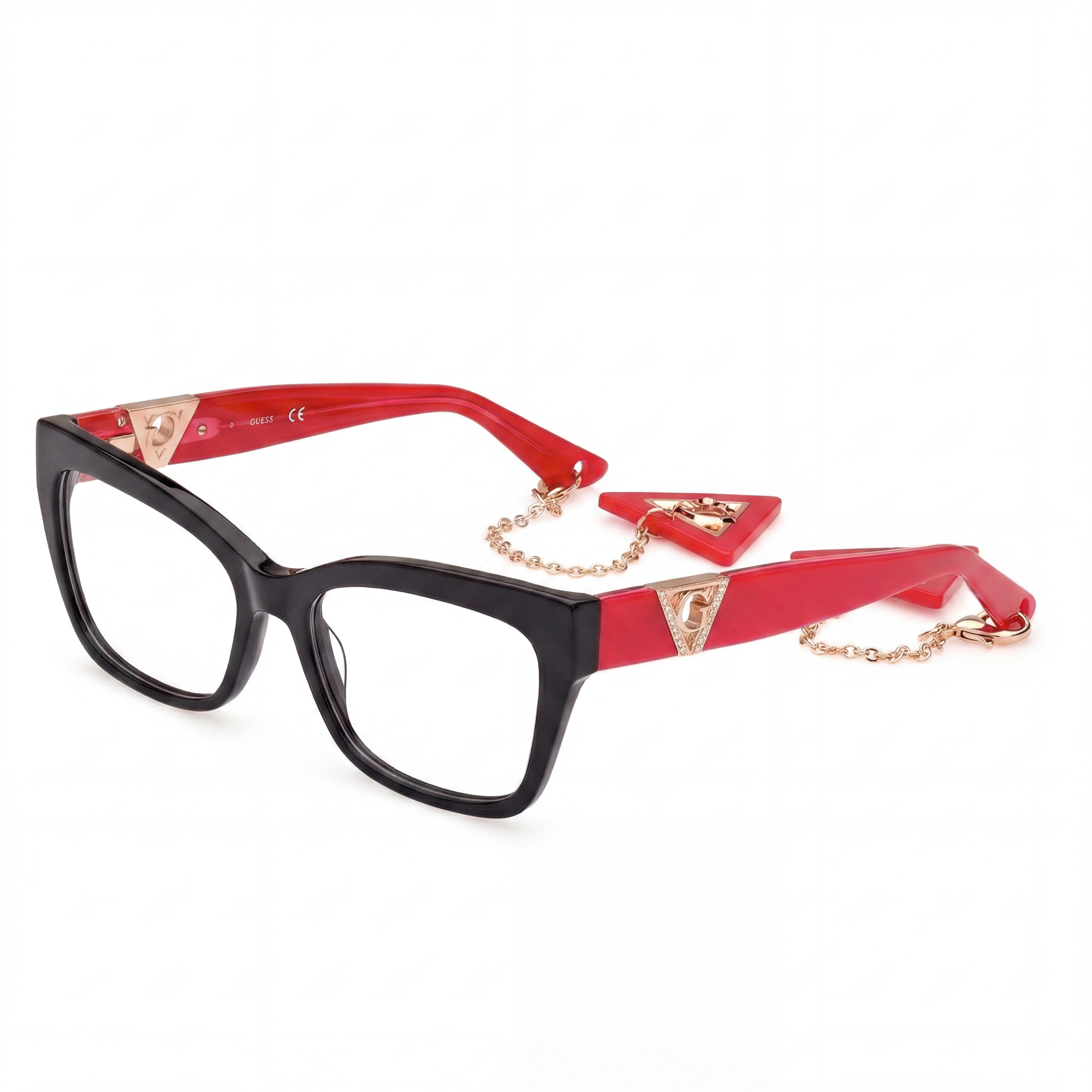 GUESS GU2960 Gafas de Mujer de Acetato Negro de Estilo Moderno, Montura Completa Rectangular, Lente Transparente 54-16-145, Photo 1