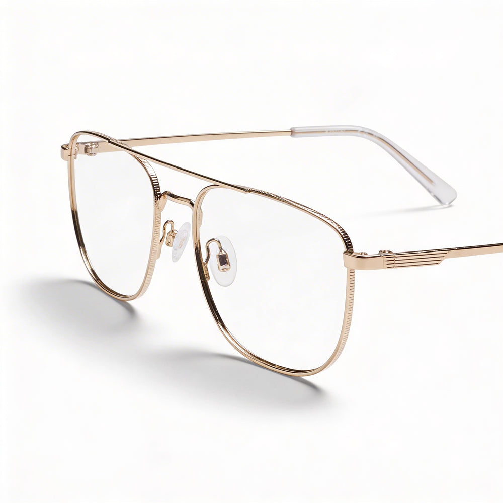 Gafas Oftálmicas de Oro Flexon Casual para Hombres con Lentes de Plástico, Ancho de Lente 52mm, Puente 17mm, Patilla 145mm