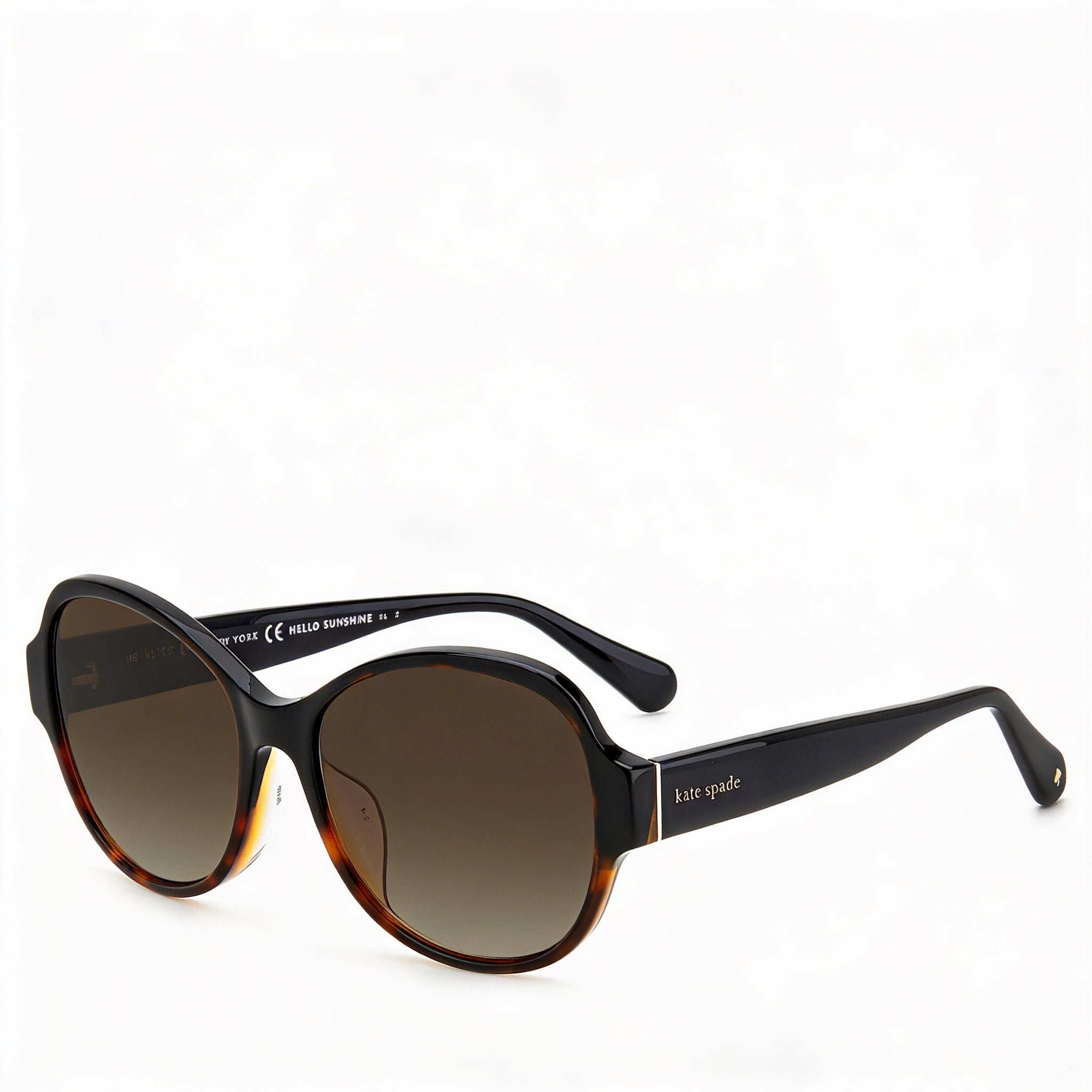 kate spade new york Gafas de sol de plástico casuales para mujer con protección UV, estilo ojo de gato, negras sombreadas, habana marrón sombreado 57 mm, Photo 1