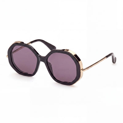MaxMara Clásico Women's Shiny Black Acetate Non-Polarized Eyewear 55-17-135