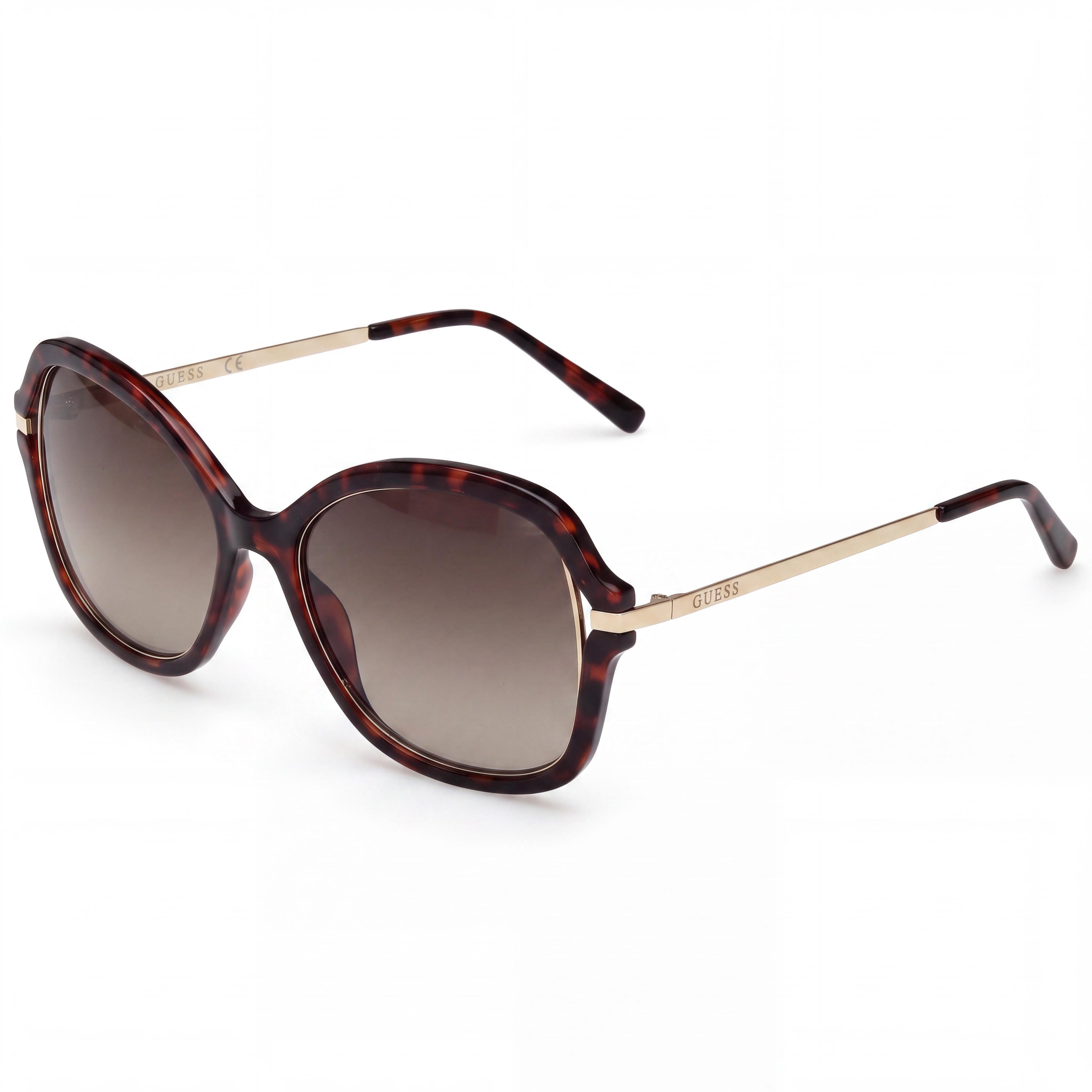 GUESS Classic Women's Dark Havana Polycarbonate UV Protection Sunglasses with Gradient Brown Lenses 55mm, Photo 1