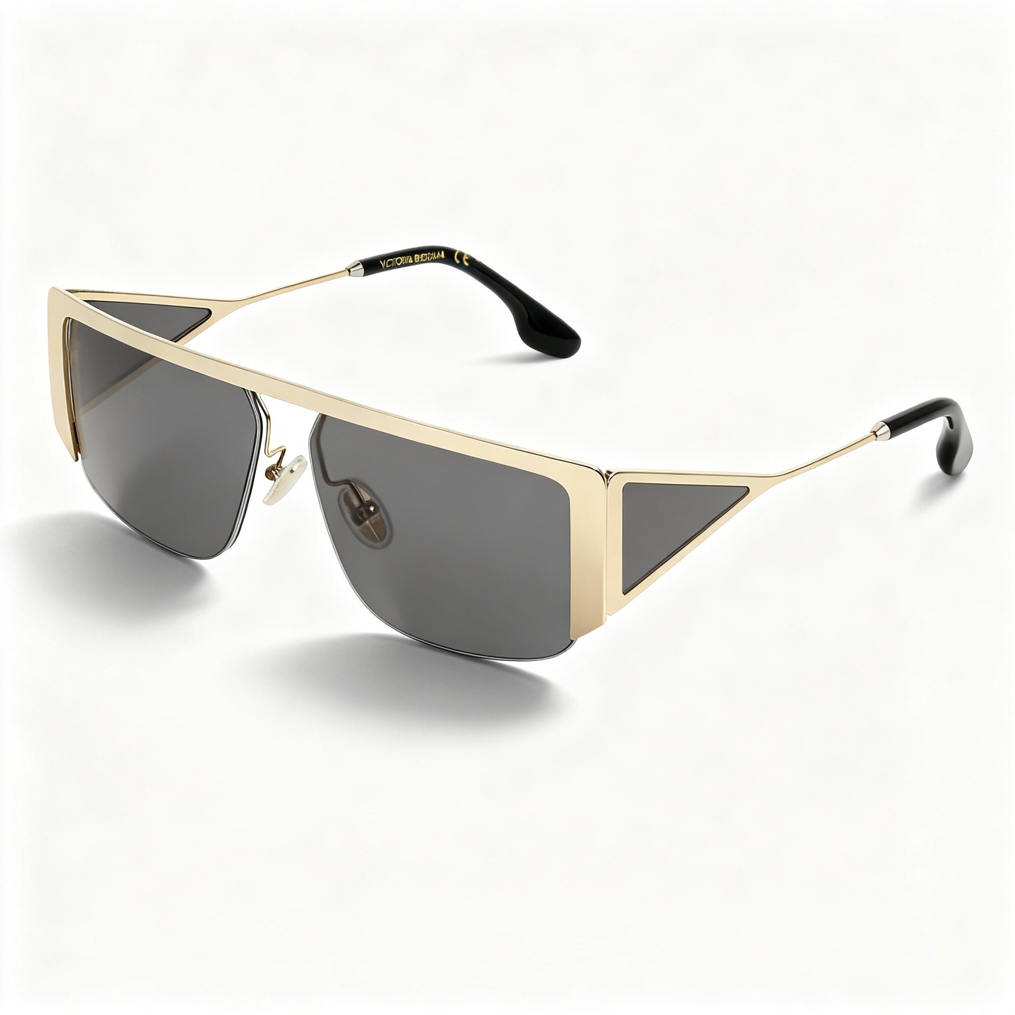 Victoria Beckham Vb250s Women's Gold-Tone Rectangular Sunglasses with Acetate & Metal Frame 59-13-145