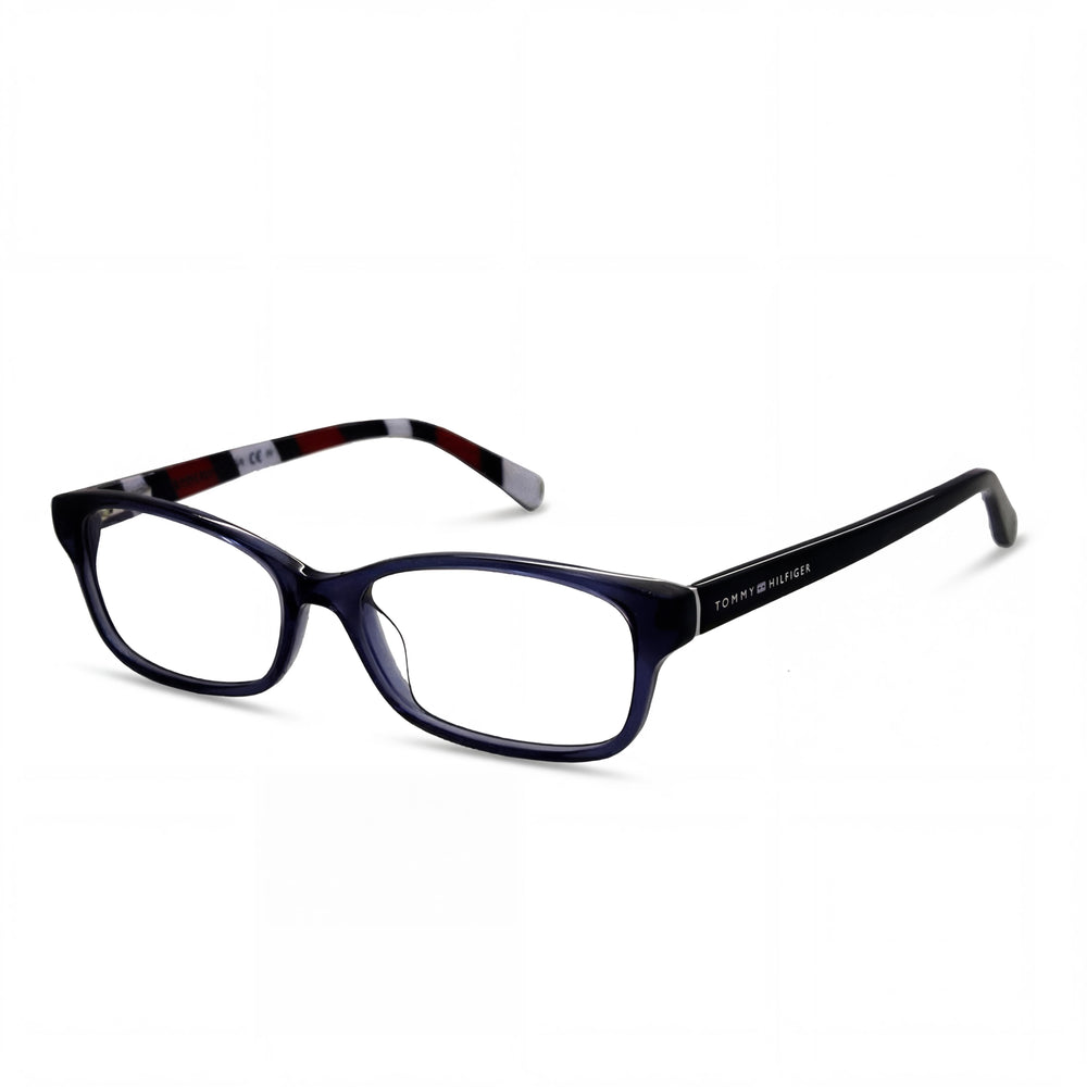 Gafas Tommy Hilfiger TH 1685 para mujer, montura de plástico azul oscuro transparente con lentes de policarbonato, 51-16-140 mm