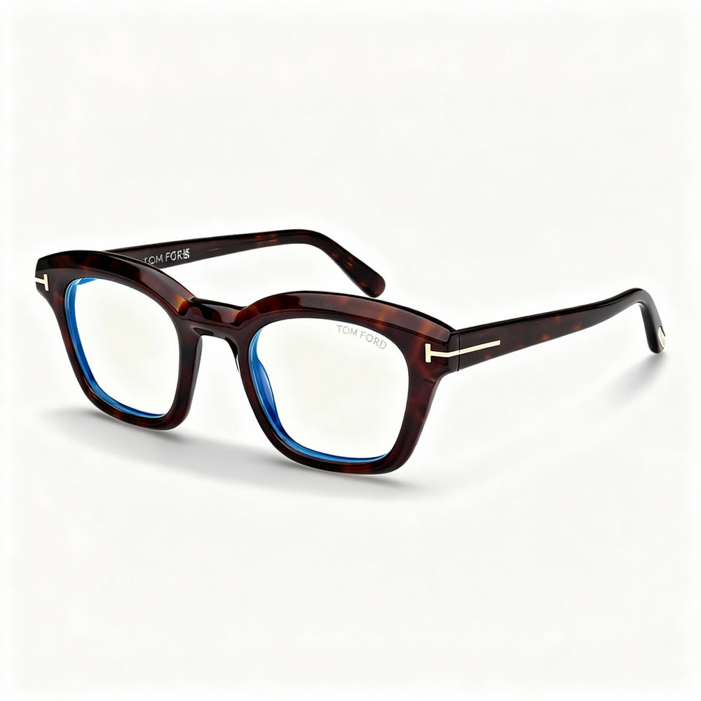 Tom Ford FT5961-B Unisex Square Full Rim Eyeglasses Dark Havana Cellulose Acetate 49-23-145