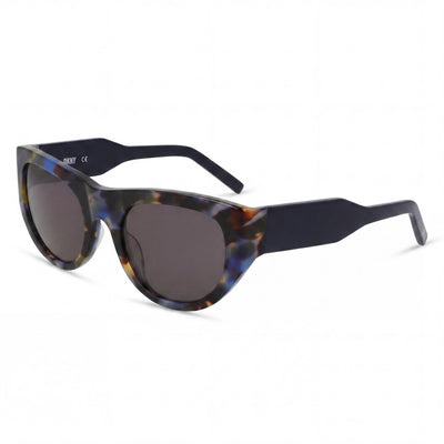 DKNY Dk550s Gafas de sol de mujer con montura de plástico azul carey y lentes ahumadas, protección UV, no polarizadas 53mm