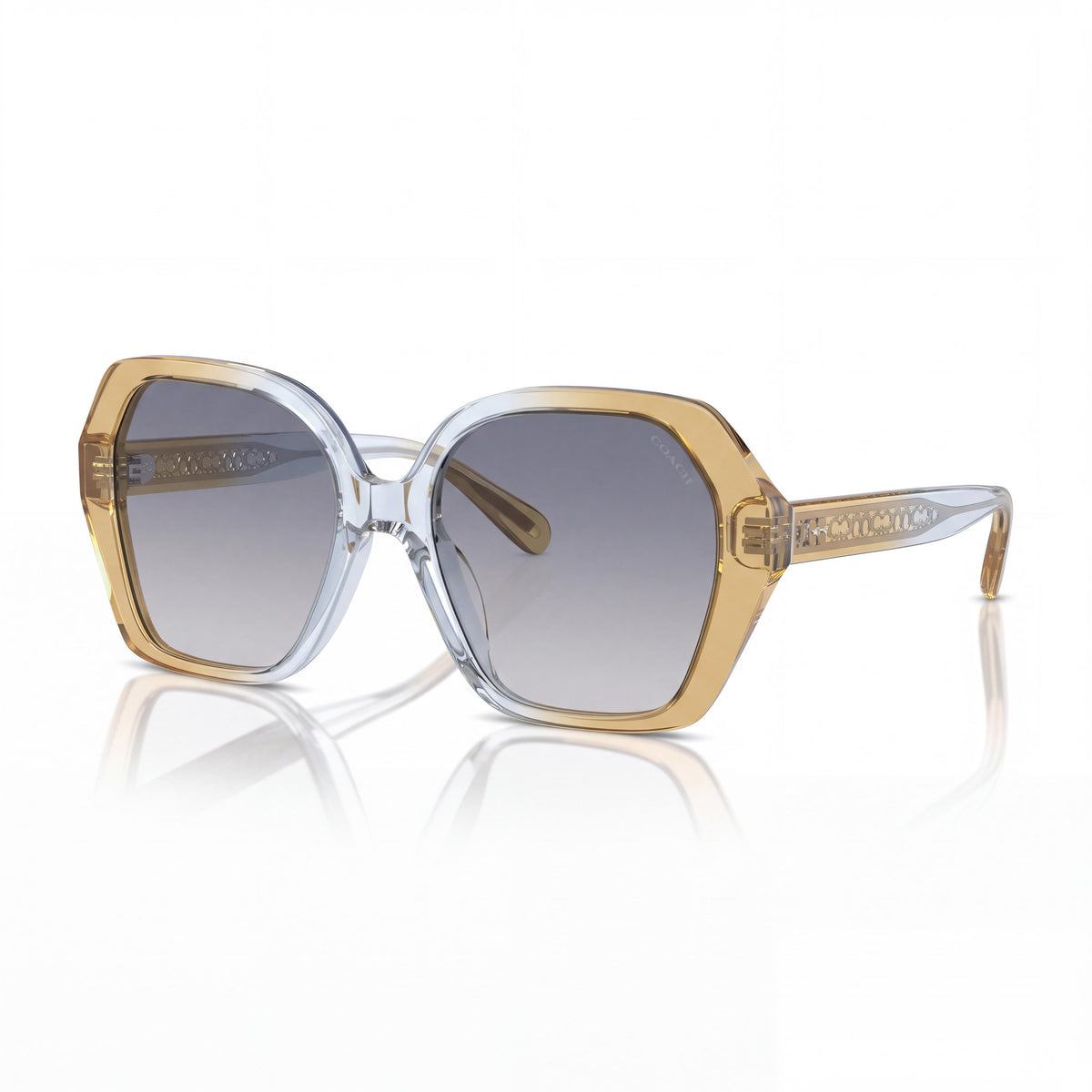 Coach HC8404U Women's Square Cider Baby Blue Plastic Frame Blue Gradient 100% UV Protection Sunglasses 56mm, Photo 1