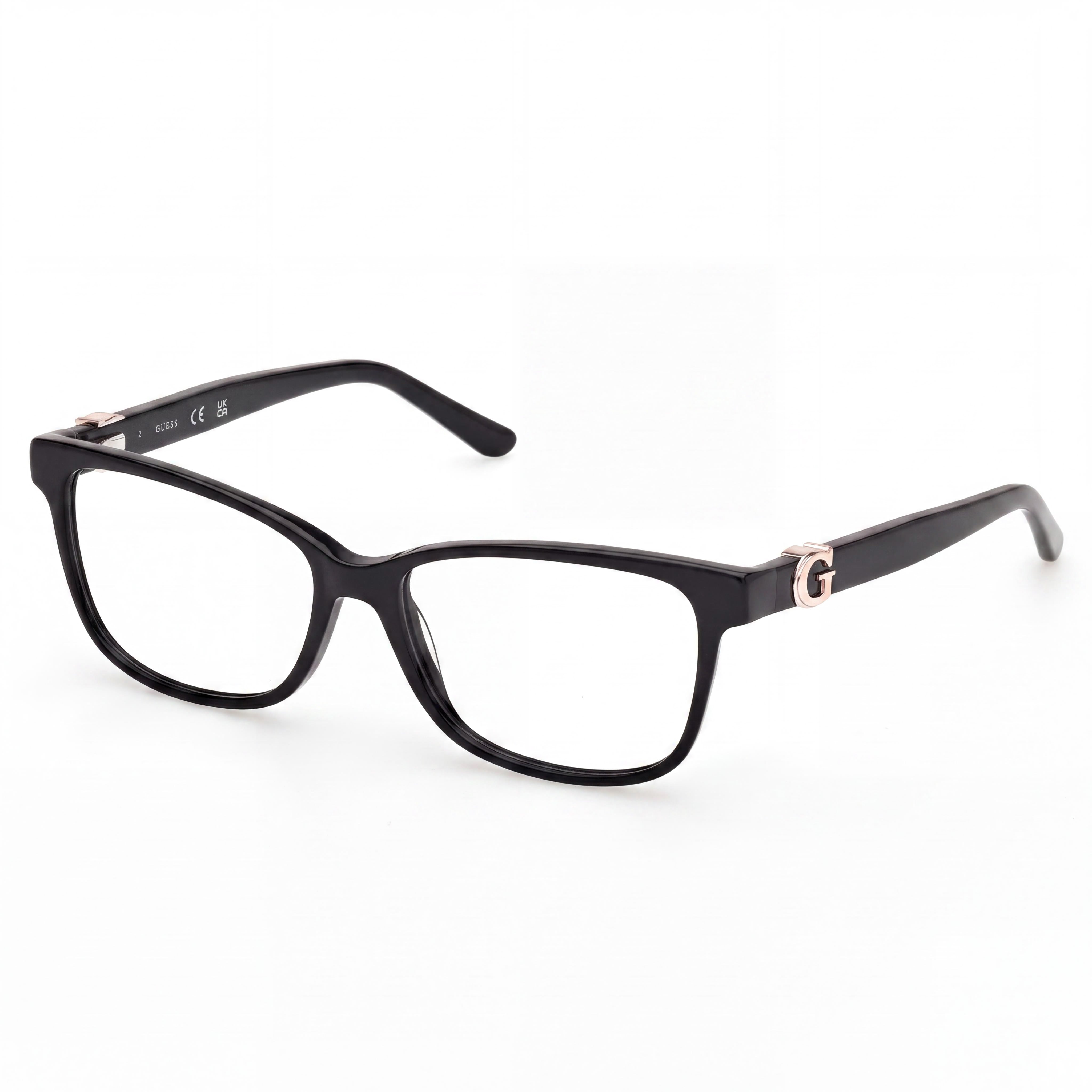 Gafas Guess Gu50227 de montura de plástico negro brillante para mujer, ancho de lente 50 mm, ancho de puente 15 mm, longitud de patilla 140 mm, Photo 1