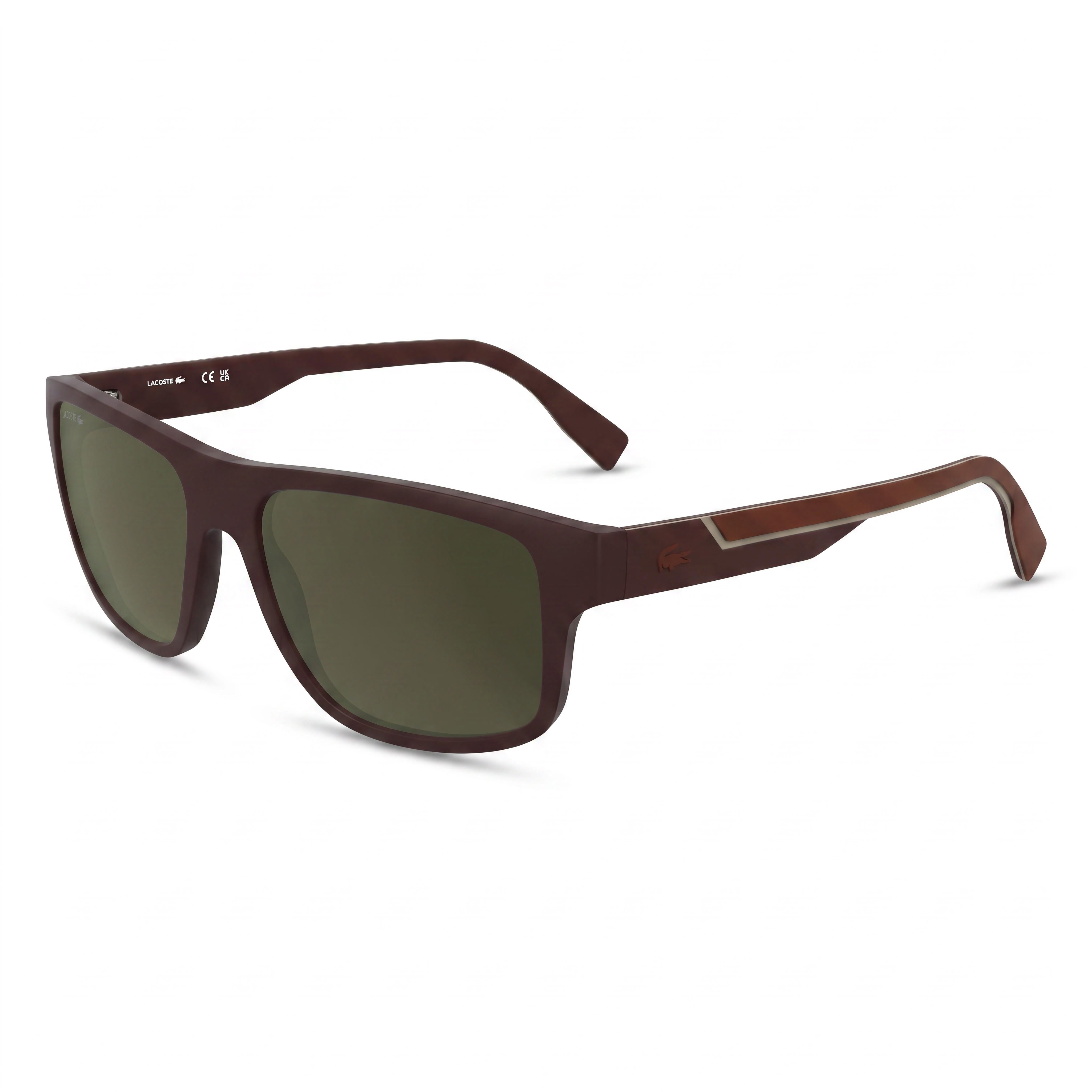 Lacoste L6057s Men's Plastic Frame Sunglasses with UV Protection, Matte Burgundy / Brown Mirror, 57mm, Photo 1