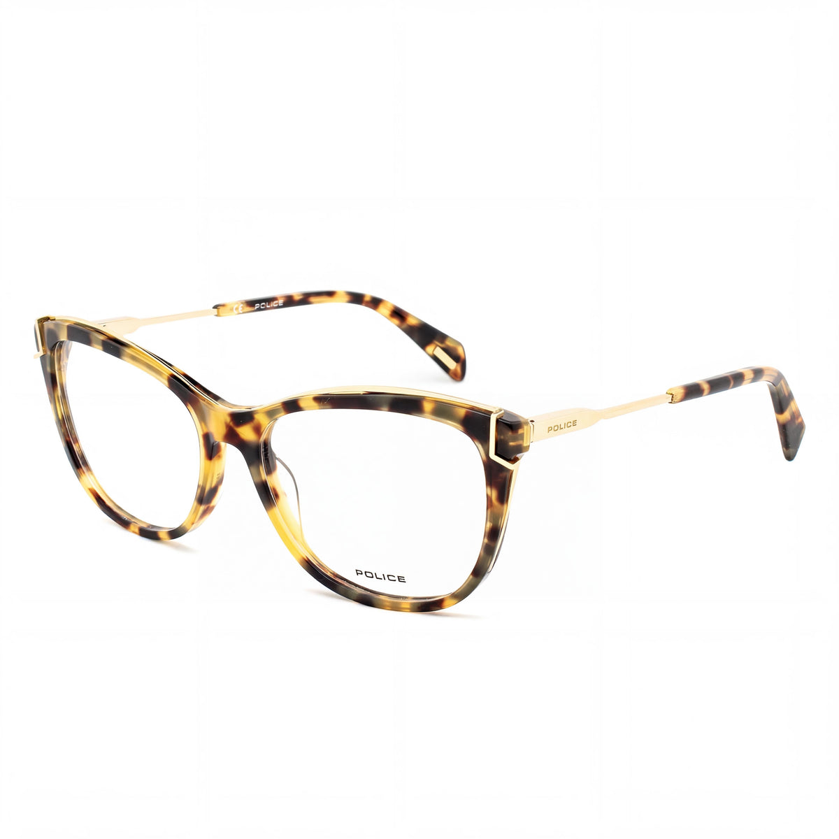 Police Modern Style Women's Optical Frames, Havana Acetate + Metal, Polycarbonate Lenses, 55mm Lens Width, Photo 1