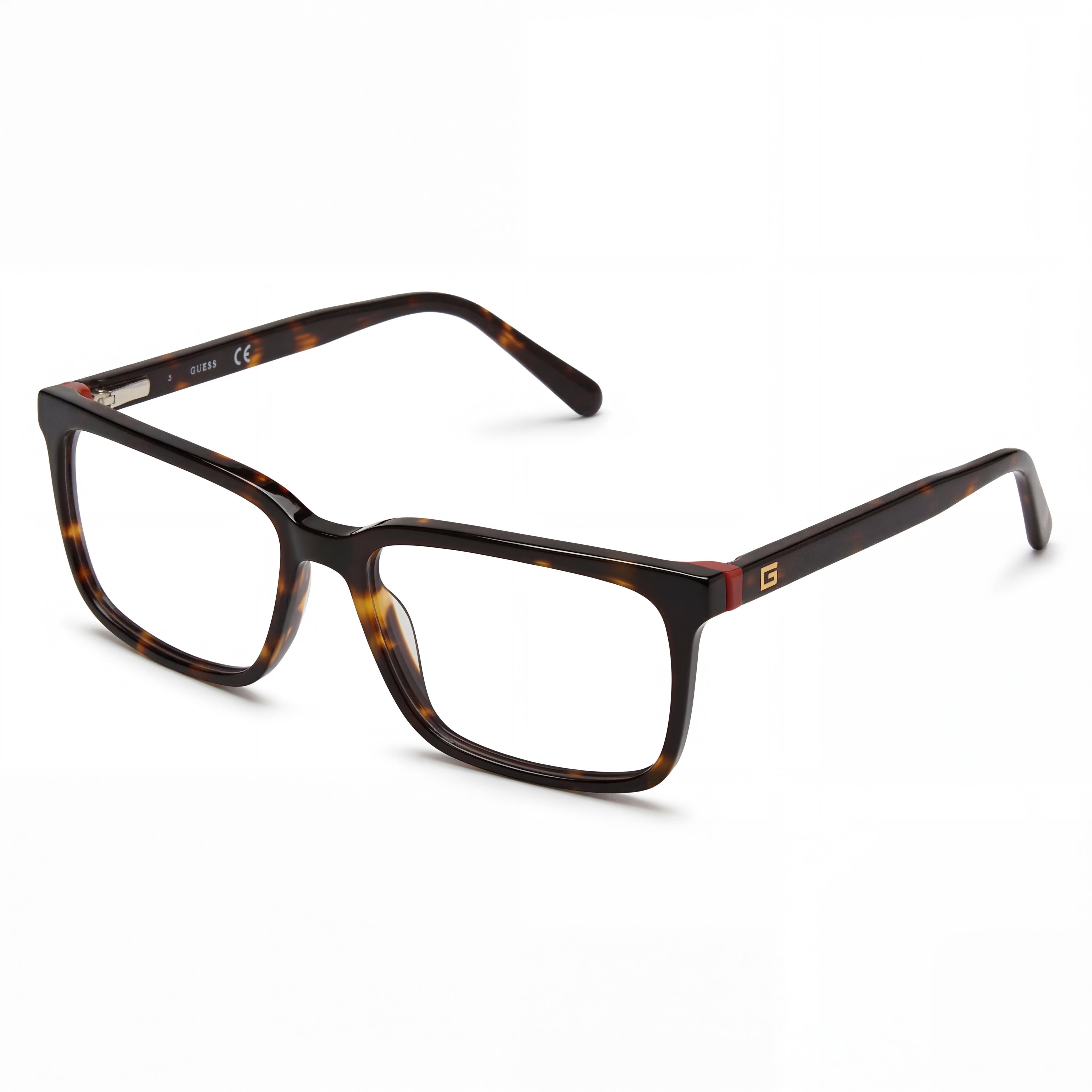 Gafas ópticas de plástico Guess Casual para hombre en color Havana oscuro con lentes de 54 mm de ancho, Photo 1
