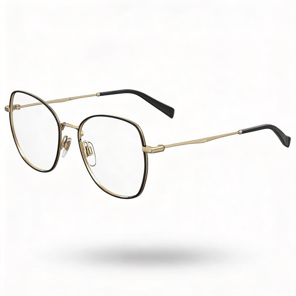 Gafas graduadas Levi's Lv 5023 de acero inoxidable negro para mujer, montura completa, de gran tamaño, de 52 mm