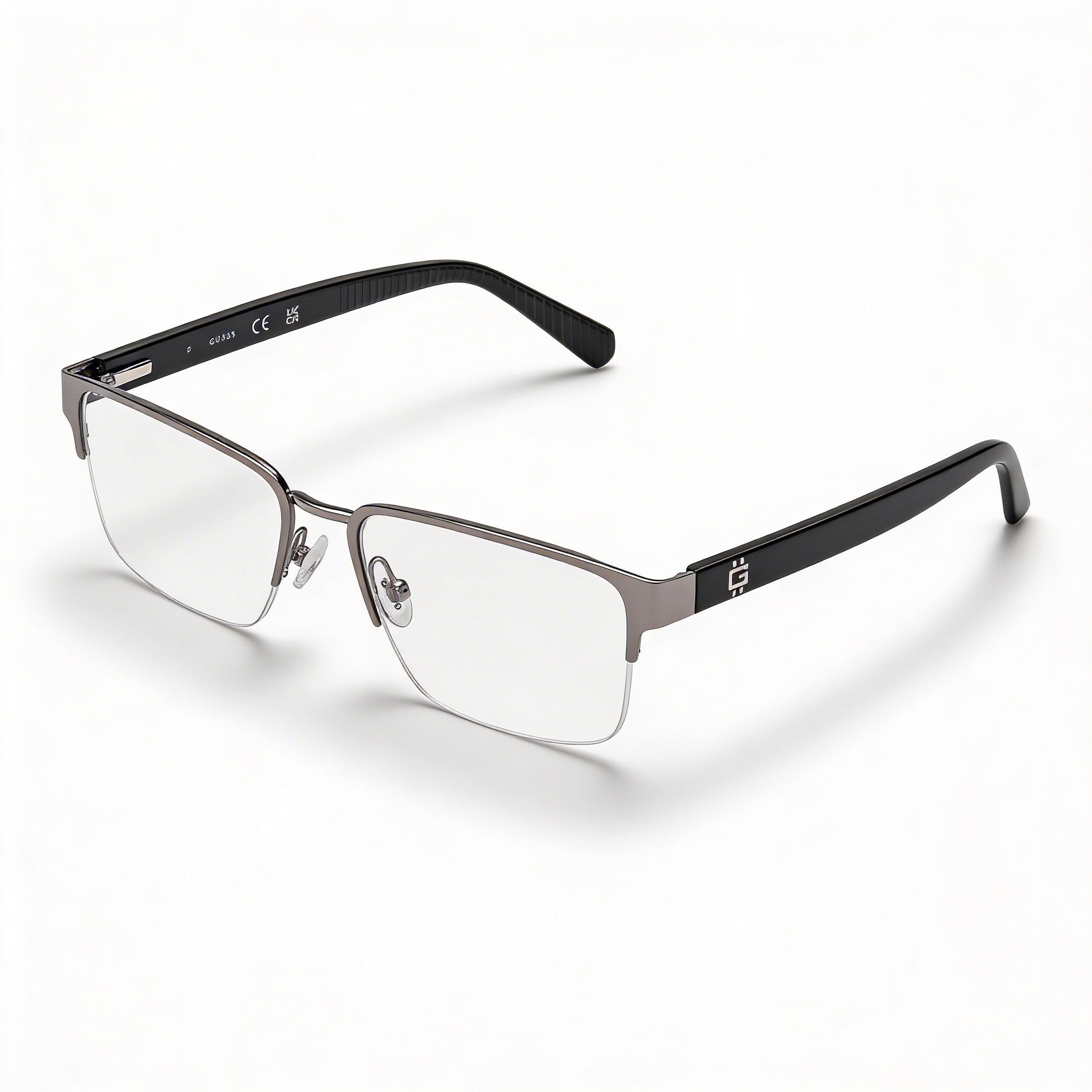 Gafas de vista GUESS Gu50326 para hombre, de metal, mate, color rutenio claro, negro brillante, con lentes de demostración de 53 mm, Photo 1