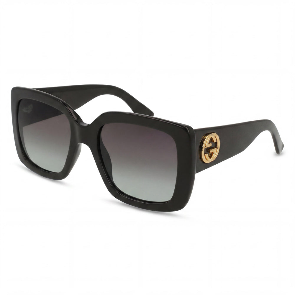 Gafas de sol Gucci Gg0141sn para mujer, cuadradas, de acetato negro, con degradado negro y gris, no polarizadas, 53 mm