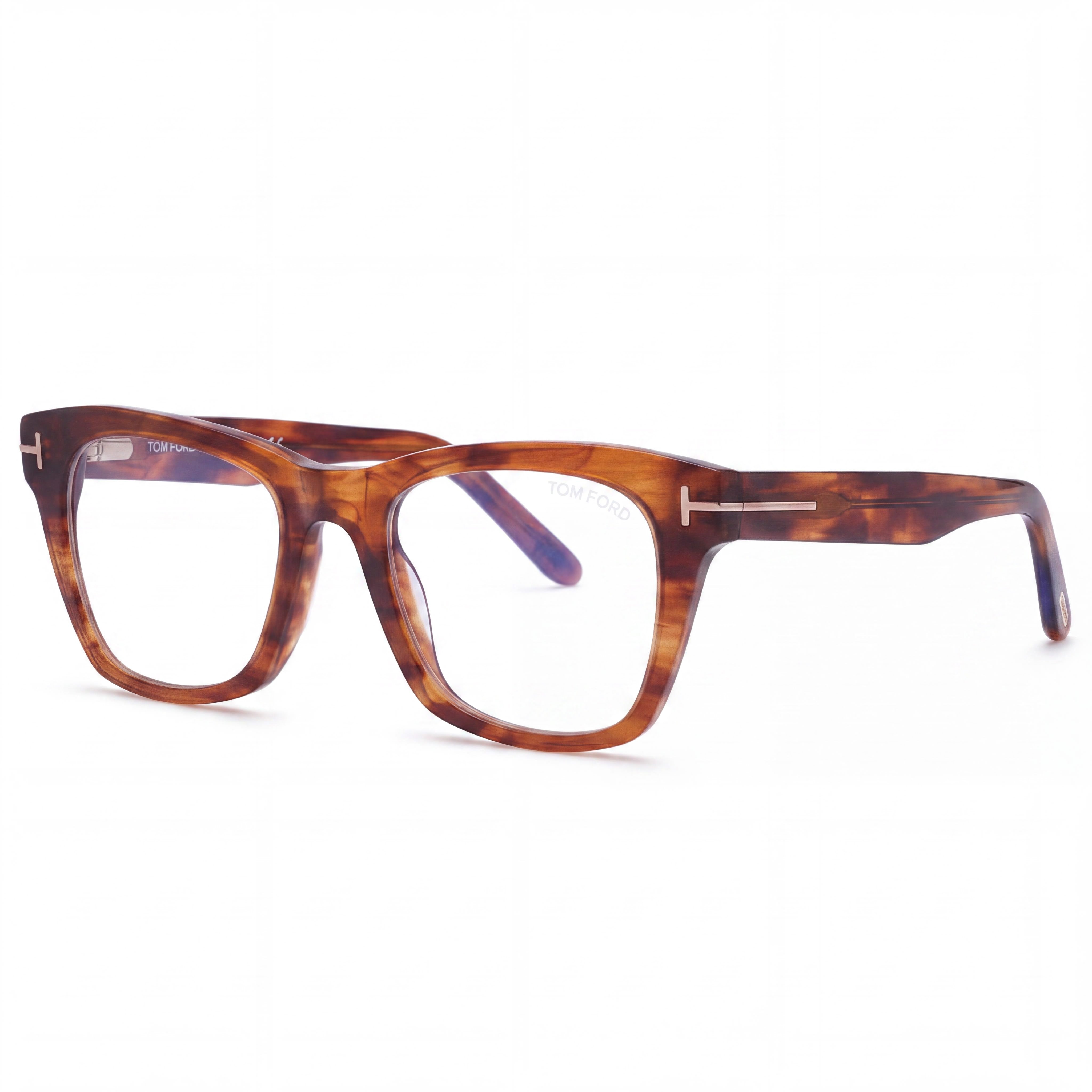Tom Ford Ft5886-b Unisex Acetate Frame Shiny Striped Brown & Honey, Rose Gold Eyeglasses 52mm, Photo 1