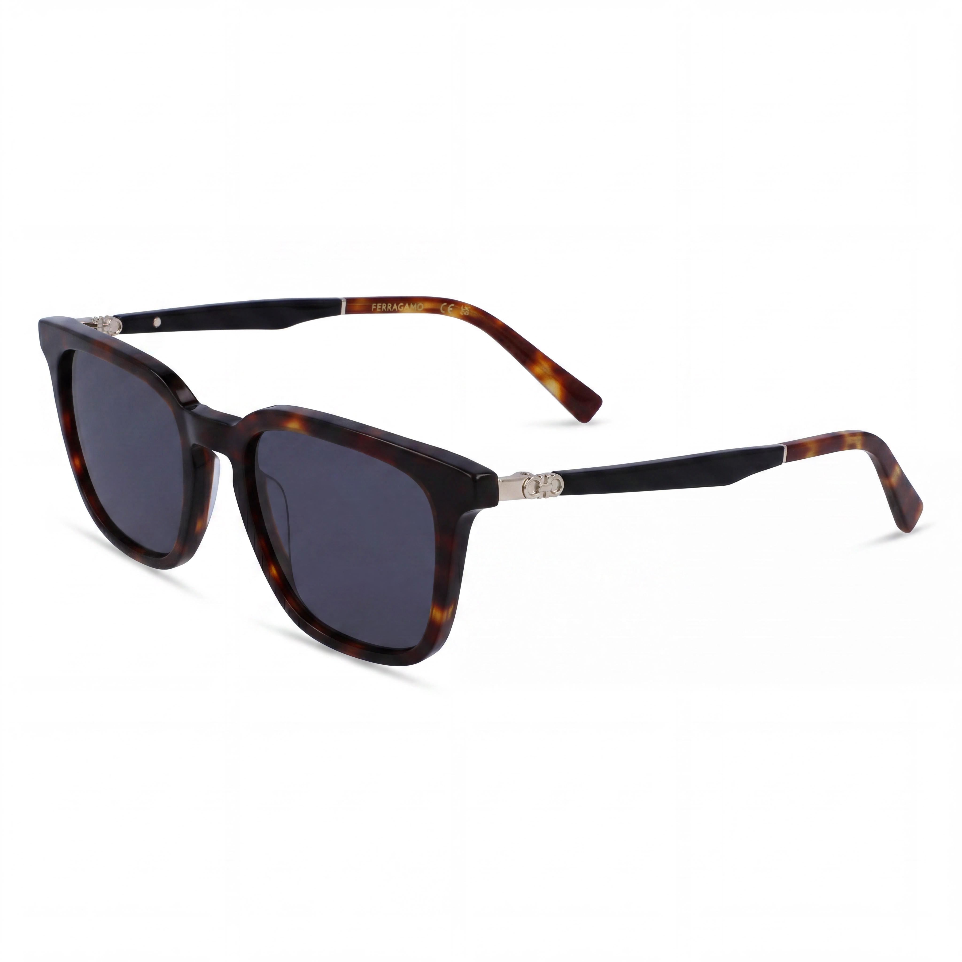 Salvatore Ferragamo Sf1100s Gafas de sol de titanio para hombre con protección UV Marrón oscuro tortuga Marrón claro 52mm, Photo 1