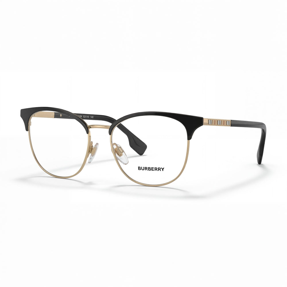 BURBERRY Sophia BE 1355 Gafas Metálicas Cuadradas Completas para Mujer Oro Claro Negro 52-16-140mm