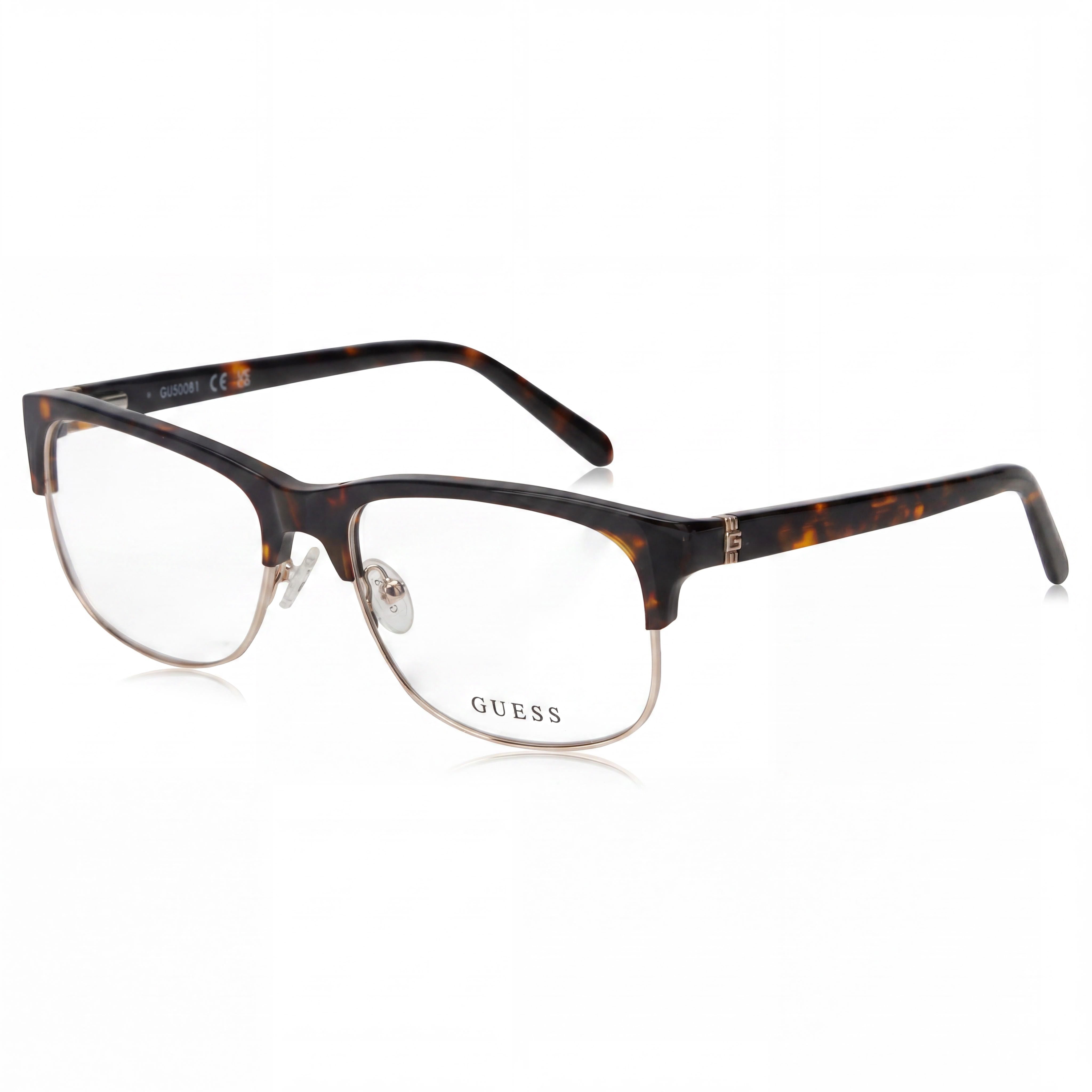 GUESS Women's Modern Full-Rim Square Eyeglasses Dark Havana Plastic Frame with Clear Plastic Lenses 55mm, Photo 1