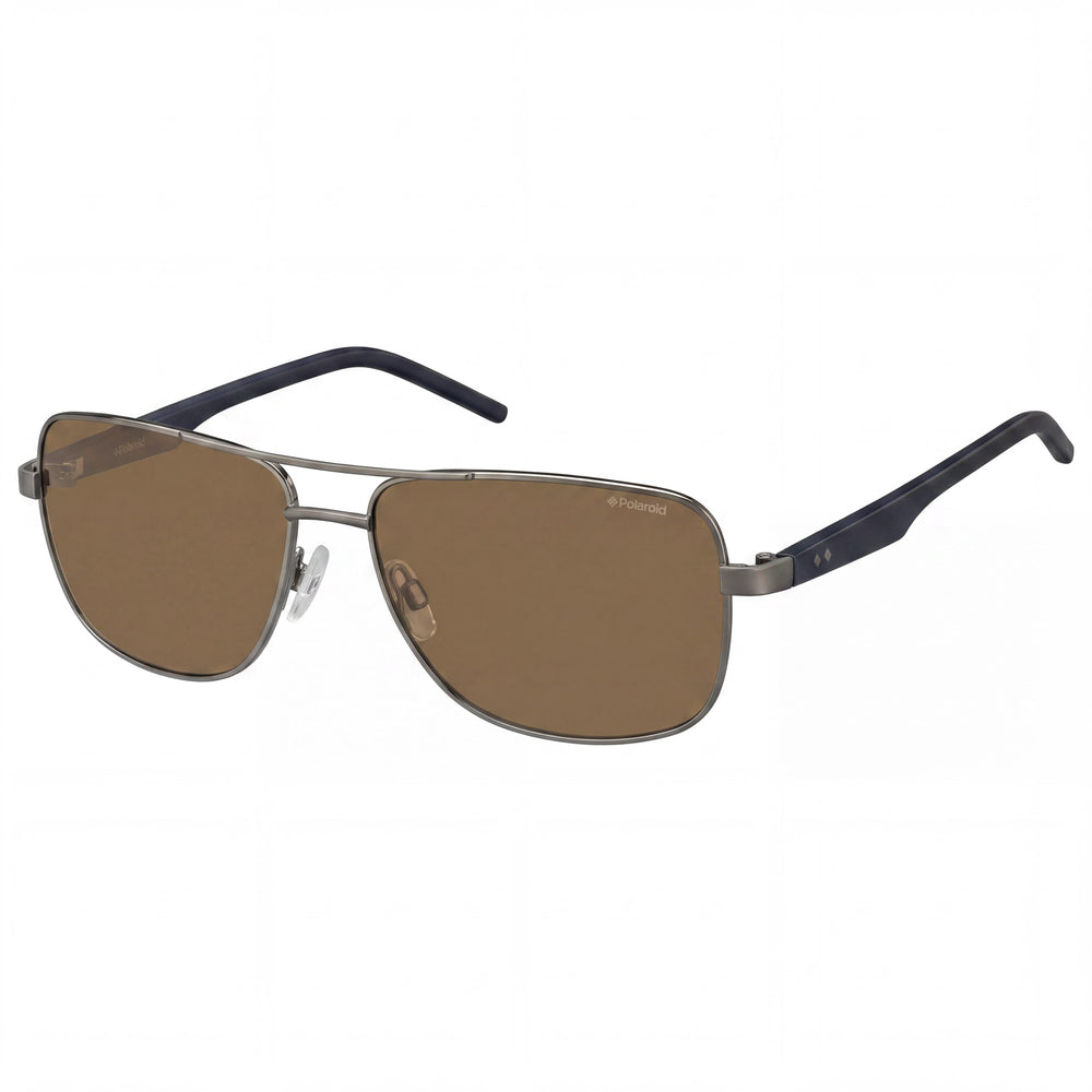 Polaroid 2042/S Unisex Metal Sunglasses Ruthenium Black Frame, Brown Polarized UV Lenses 59mm