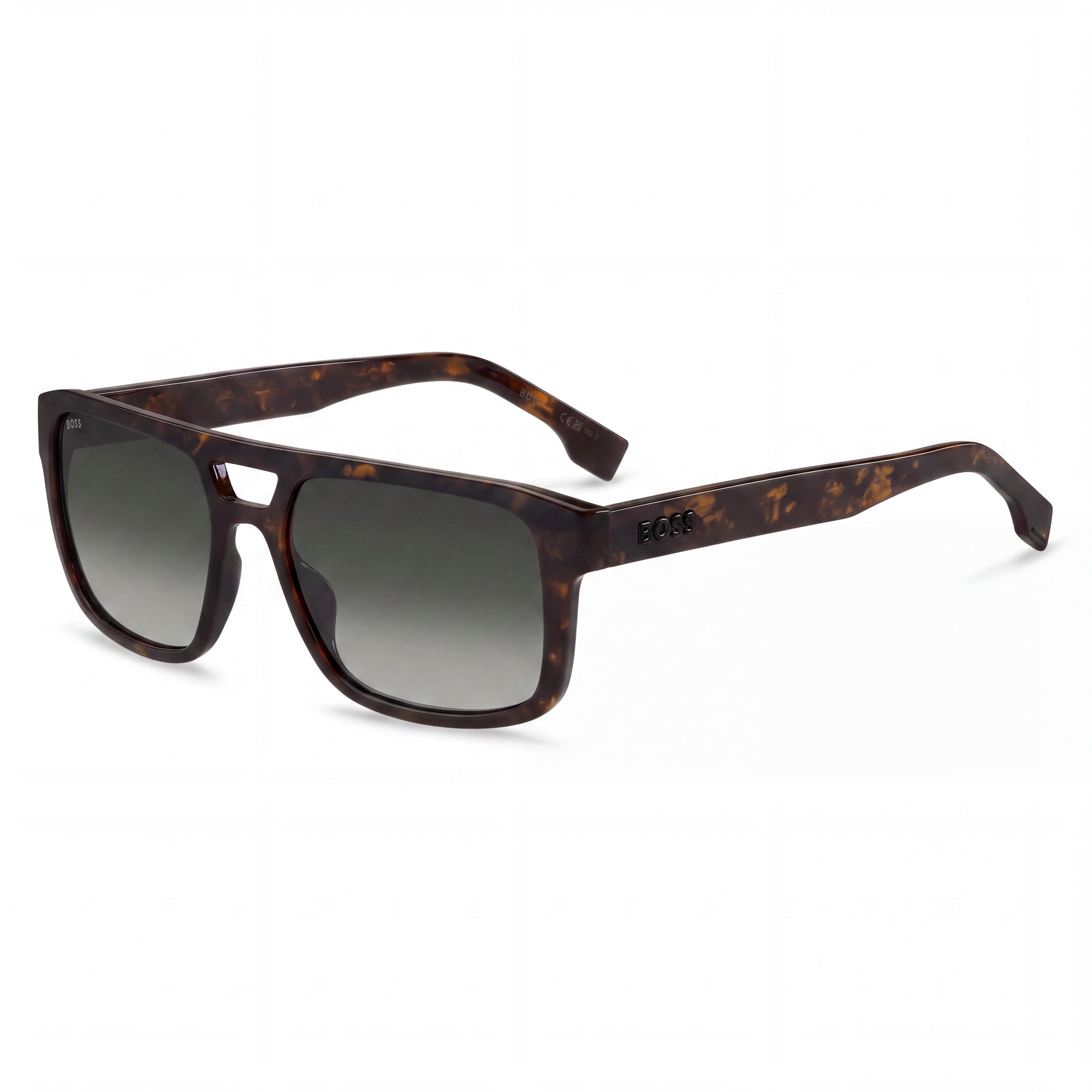 Gafas de sol HUGO BOSS informales para hombre, color Habana, ECO CELULOSA, sombreadas en verde, 100 % protección UV, 56 mm, Photo 1