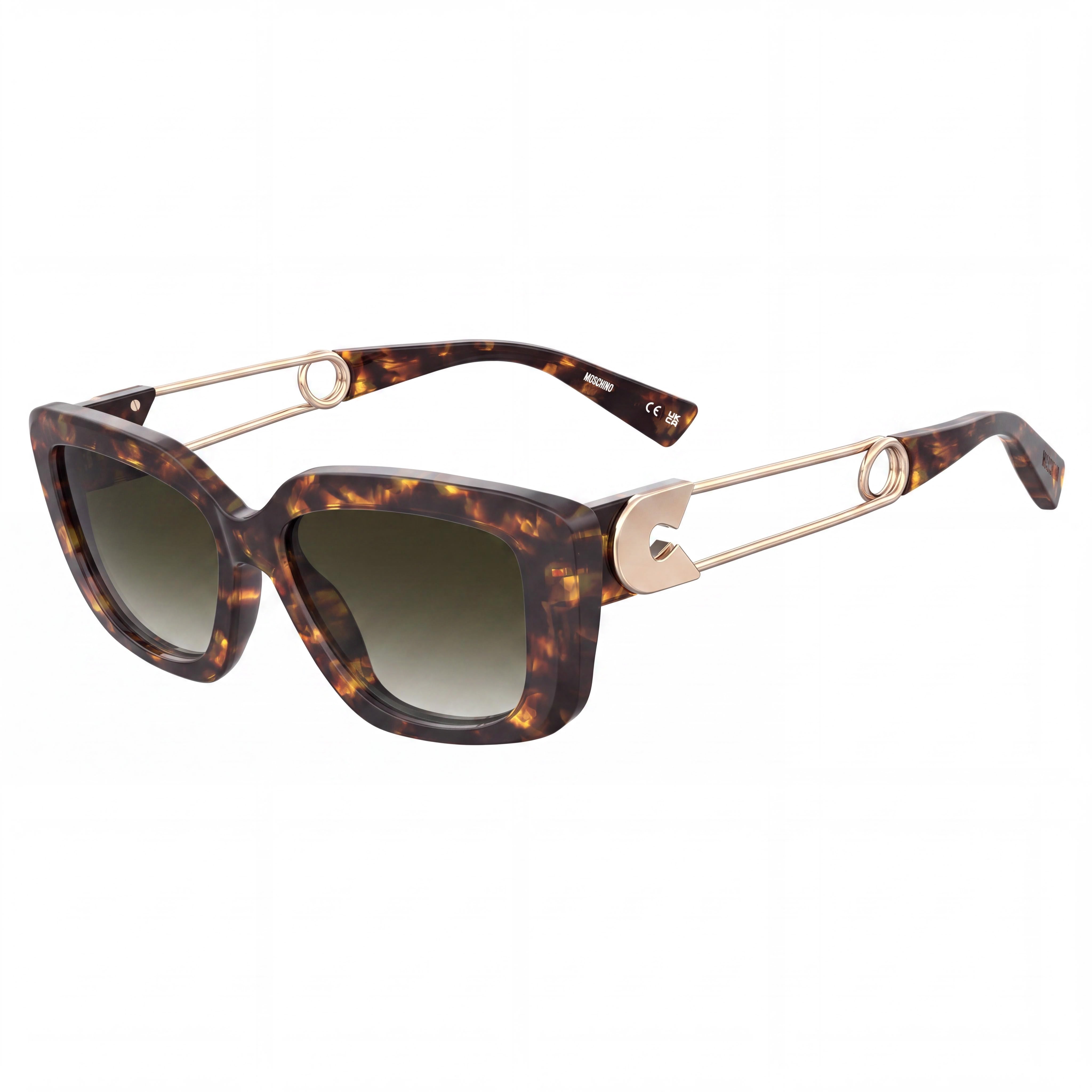 Moschino MOS168/S Women's Havana Acetate Green Shaded UV Protection Non-Polarized Sunglasses 55mm, Photo 1