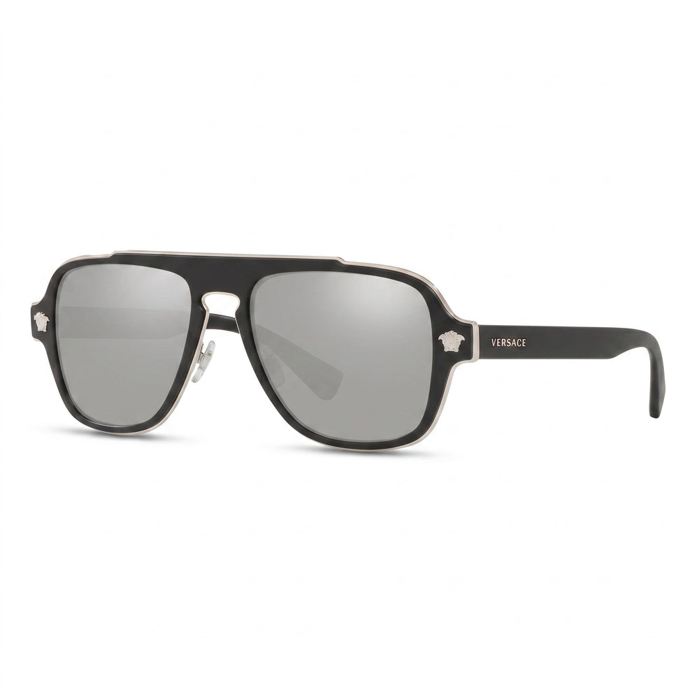 Gafas de sol unisex Versace VE2199 con montura de composite, color negro y gris oscuro, lentes UV degradadas y polarizadas, 56 mm