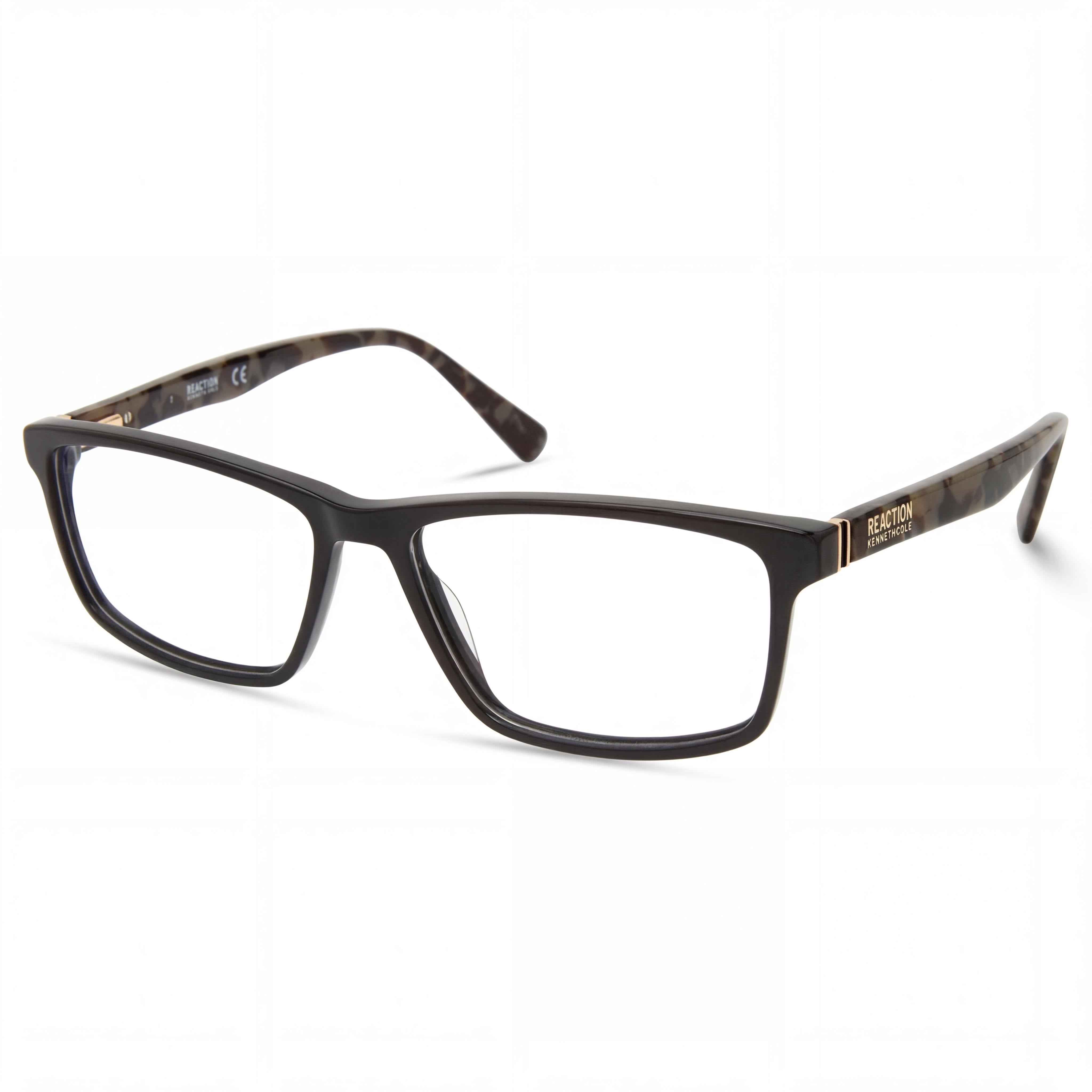 Kenneth Cole REACTION Kc0886 Men's Plastic Frame Polycarbonate Eyewear 55mm Shiny Black Havana, Photo 1