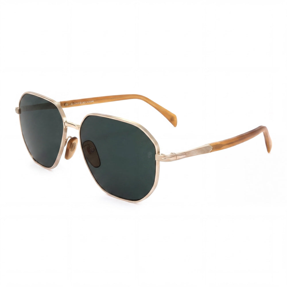 Gafas de Sol Beckham Modern para Hombre con Montura Metálica, Color Oro Cuerno, Lentes de Policarbonato, Ancho de Lente 60mm