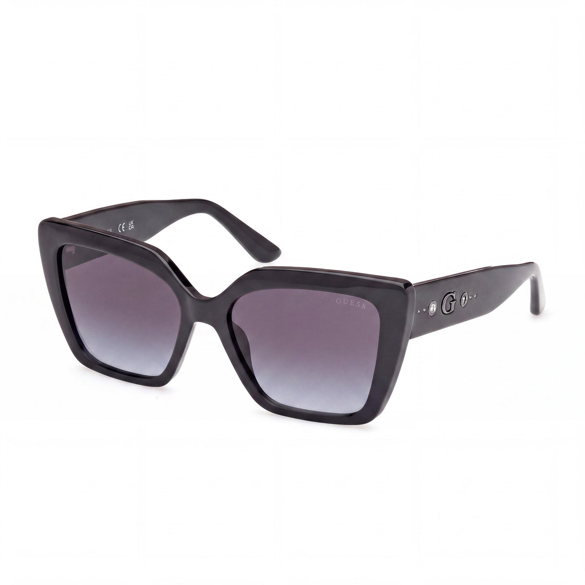 Gafas de sol cuadradas de plástico GUESS para mujer, protección UV, montura negra, lentes ahumadas degradadas, 55 mm, Photo 1