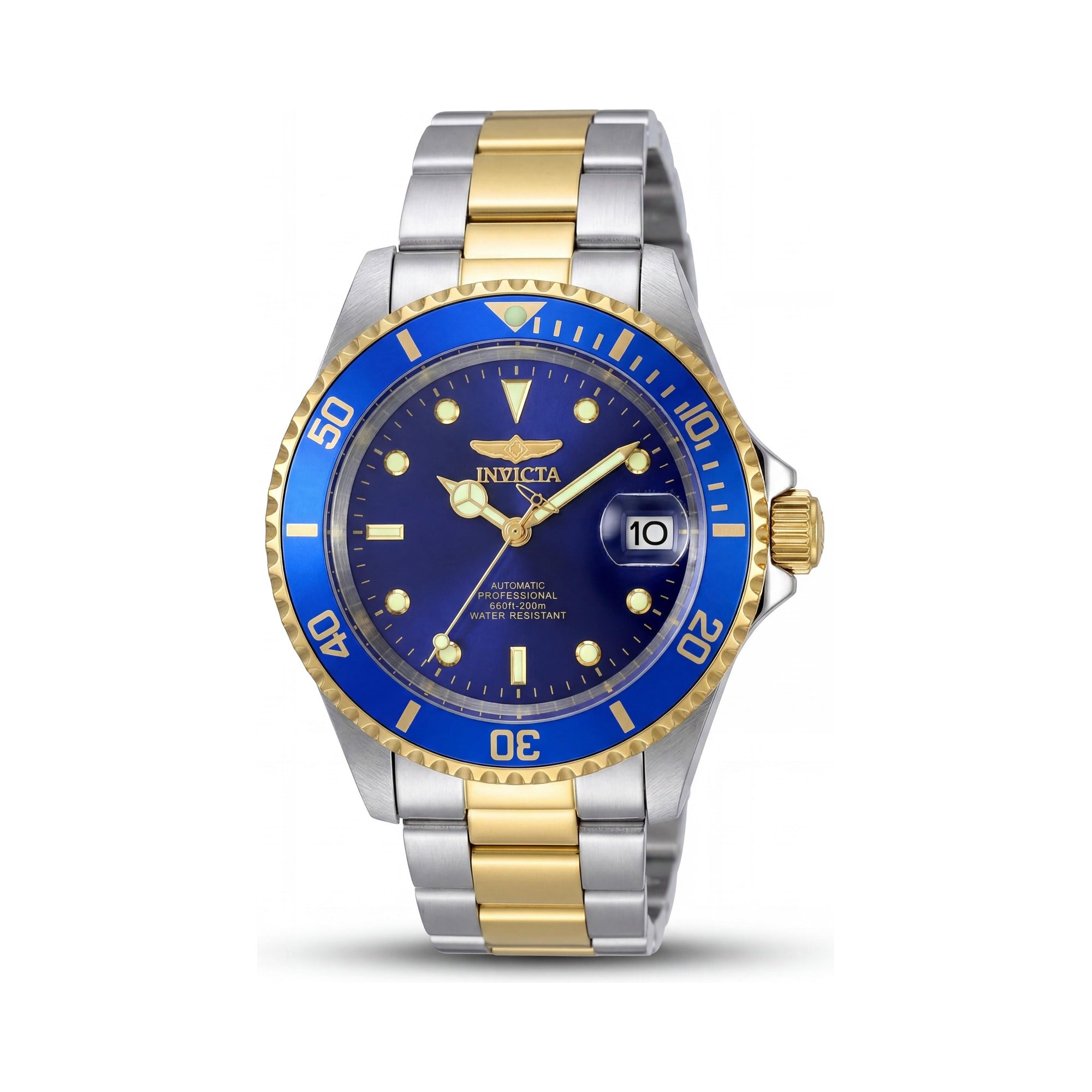 Invicta Men's Pro Diver 8928OB Automatic Diver Watch, Silver Case, Blue Dial, Two-Tone, Glow In The Dark, 40mm, Photo 1