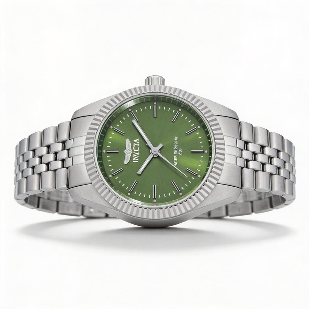 Invicta Specialty 49217 Unisex Silver Stainless Steel Case Green Dial Bracelet Watch 36mm Water Resistant