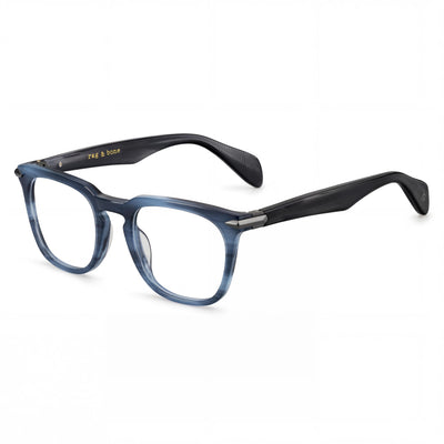 Rag & Bone Rnb 7008 Gafas Unisex de Acetato, Montura Azul Habana y Lentes No-Polarizadas de Policarbonato, 49mm
