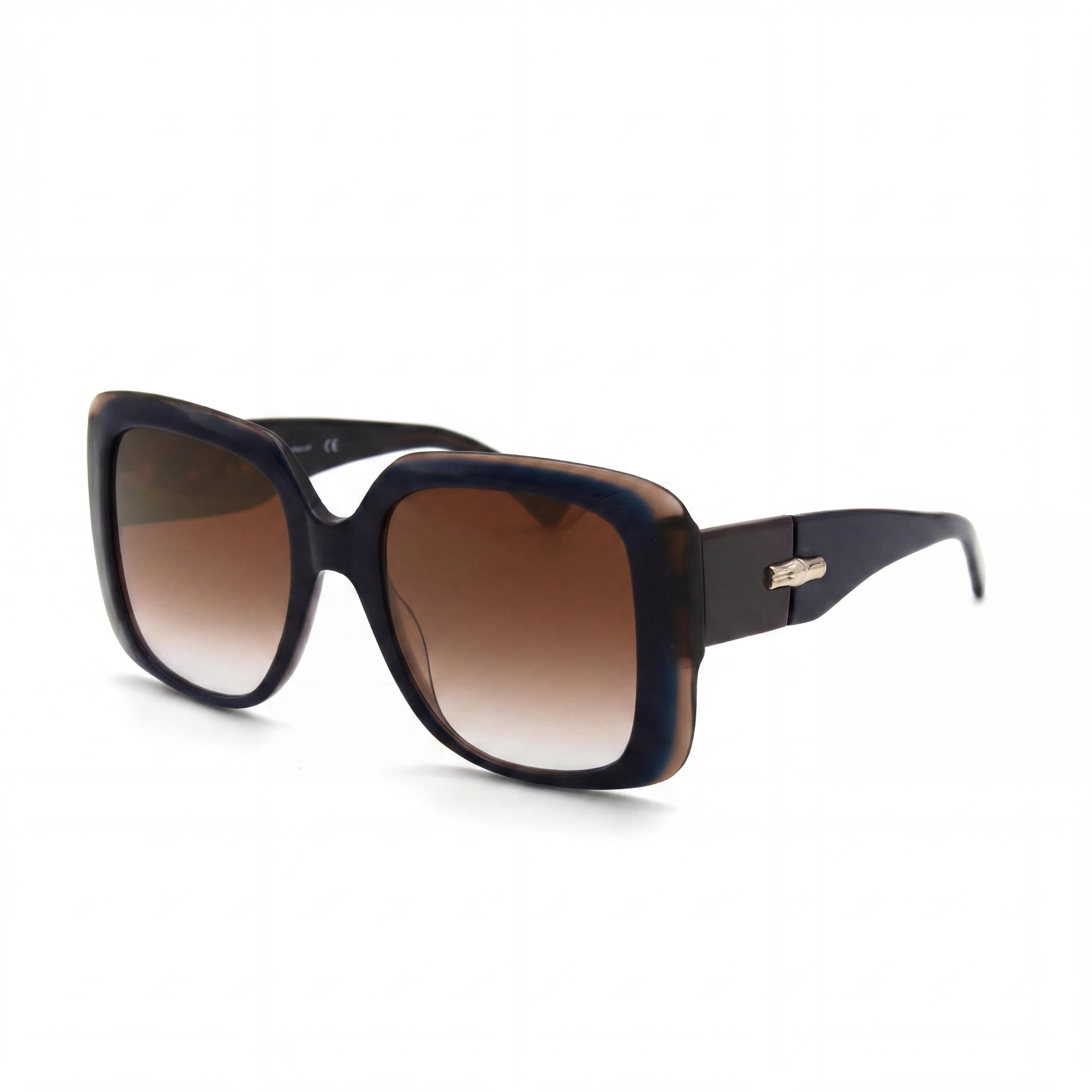 Longchamp Casual Women's Sunglasses featuring an Acetate Frame and Polycarbonate Lenses in Blue Stone Brown, Size 53mm, Photo 1