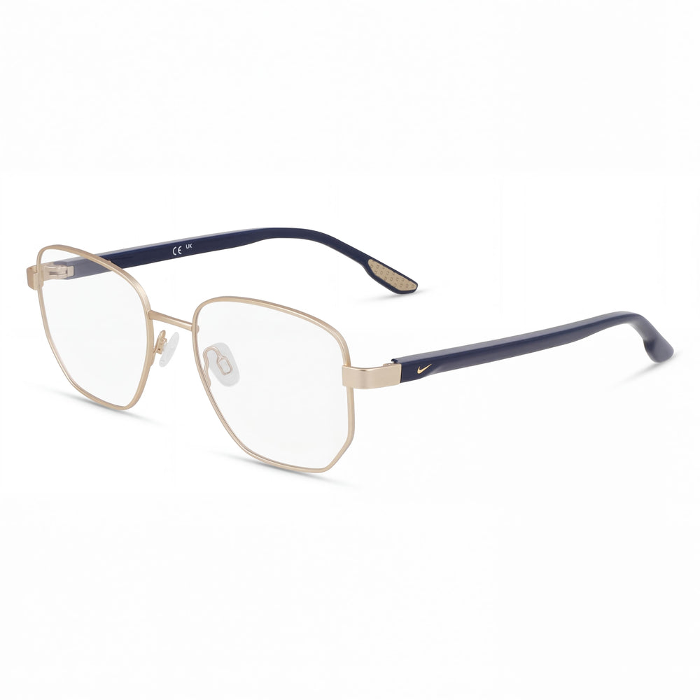 Nike 8400 Unisex Acetate Frame Polycarbonate Lens Eyeglasses Satin Gold Armory Navy 51-18-145mm