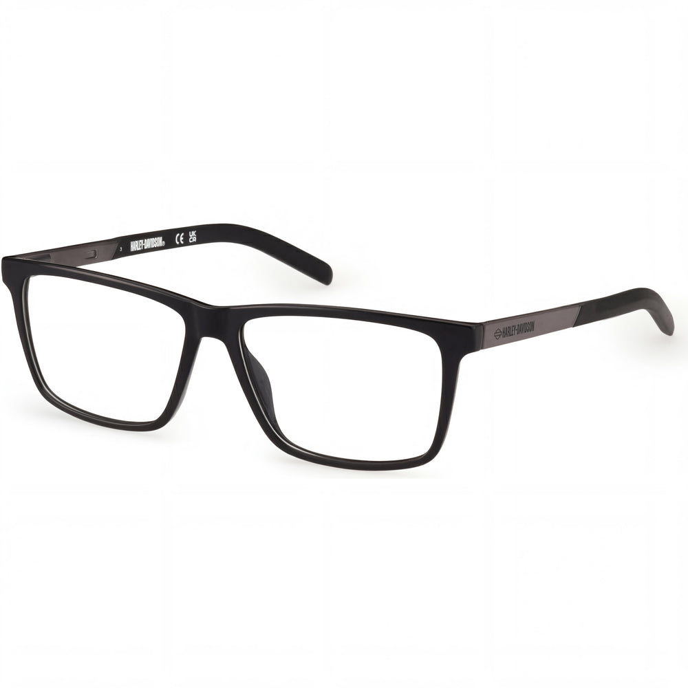 Harley-Davidson Unisex Black Acetate Optical Eyeglasses Frames with Clear Demo Lenses, Prescription Ready