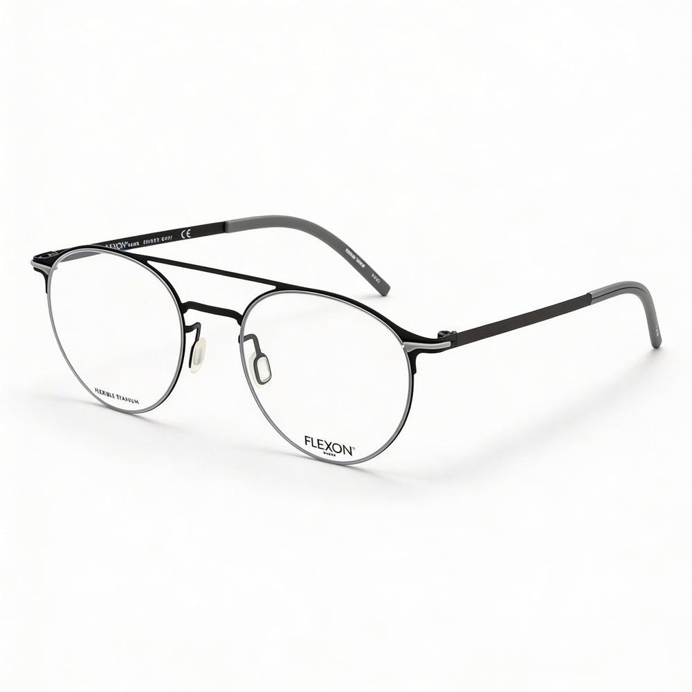 Gafas unisex Flexon B2003 con montura de acetato negro, lentes de policarbonato no polarizadas y tamaño 52-20-145.