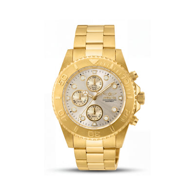 Reloj Invicta Diver Cronógrafo de Cuarzo para Hombre, Chapado en Oro, con Brazalete de Acero Inoxidable, Sumergible 200m, 43.5mm