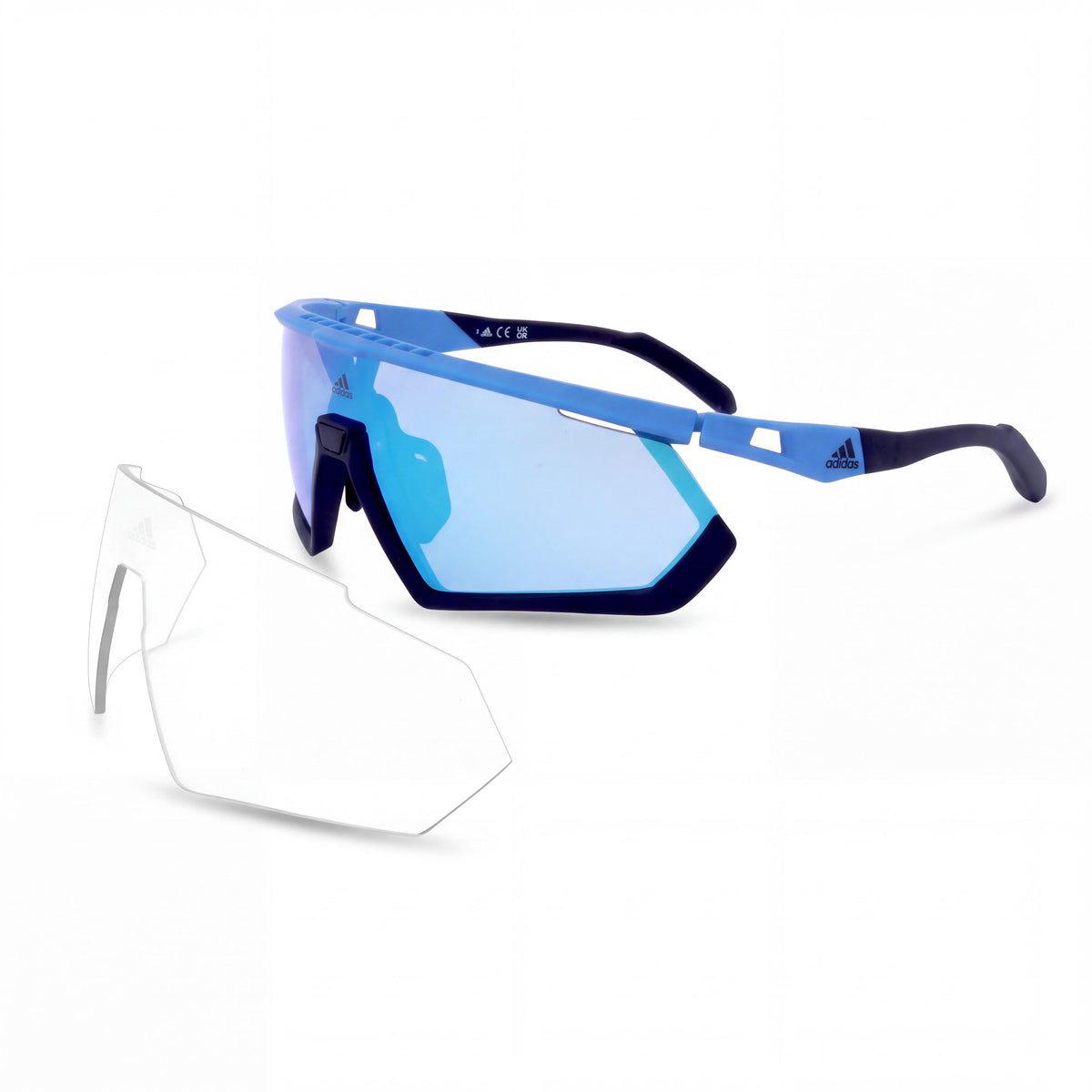 adidas Sp0054 Men's Matte Blue Acetate Sunglasses with Blue Mirror Lenses & UV Protection, Photo 1