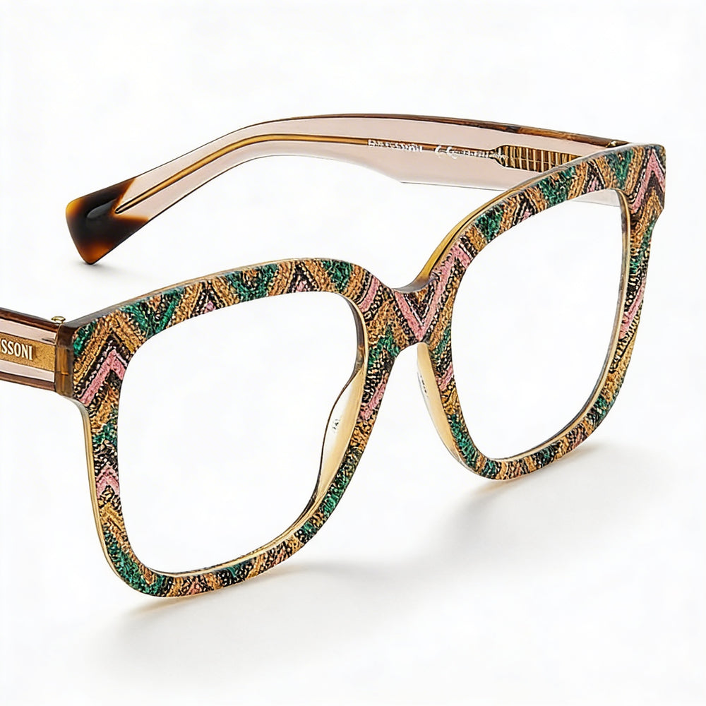 M Missoni Casual Women's Acetate Optical Frame Pattern Pink Green Lens 51mm Bridge 18mm Temple 140mm