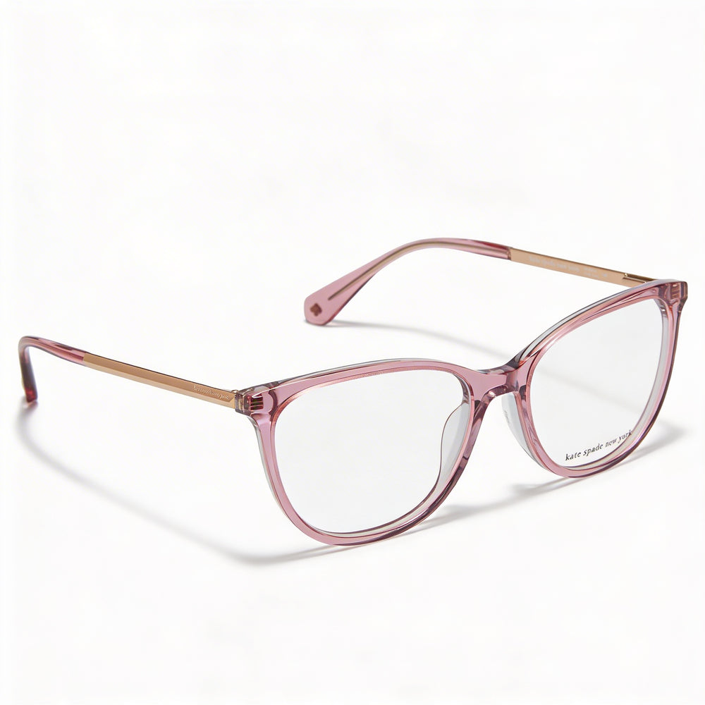 Gafas Kate Spade New York Kimberlee para mujer, montura de plástico rosa cristalino con cristales de oro rosa y lentes de policarbonato no polarizadas de 52 mm