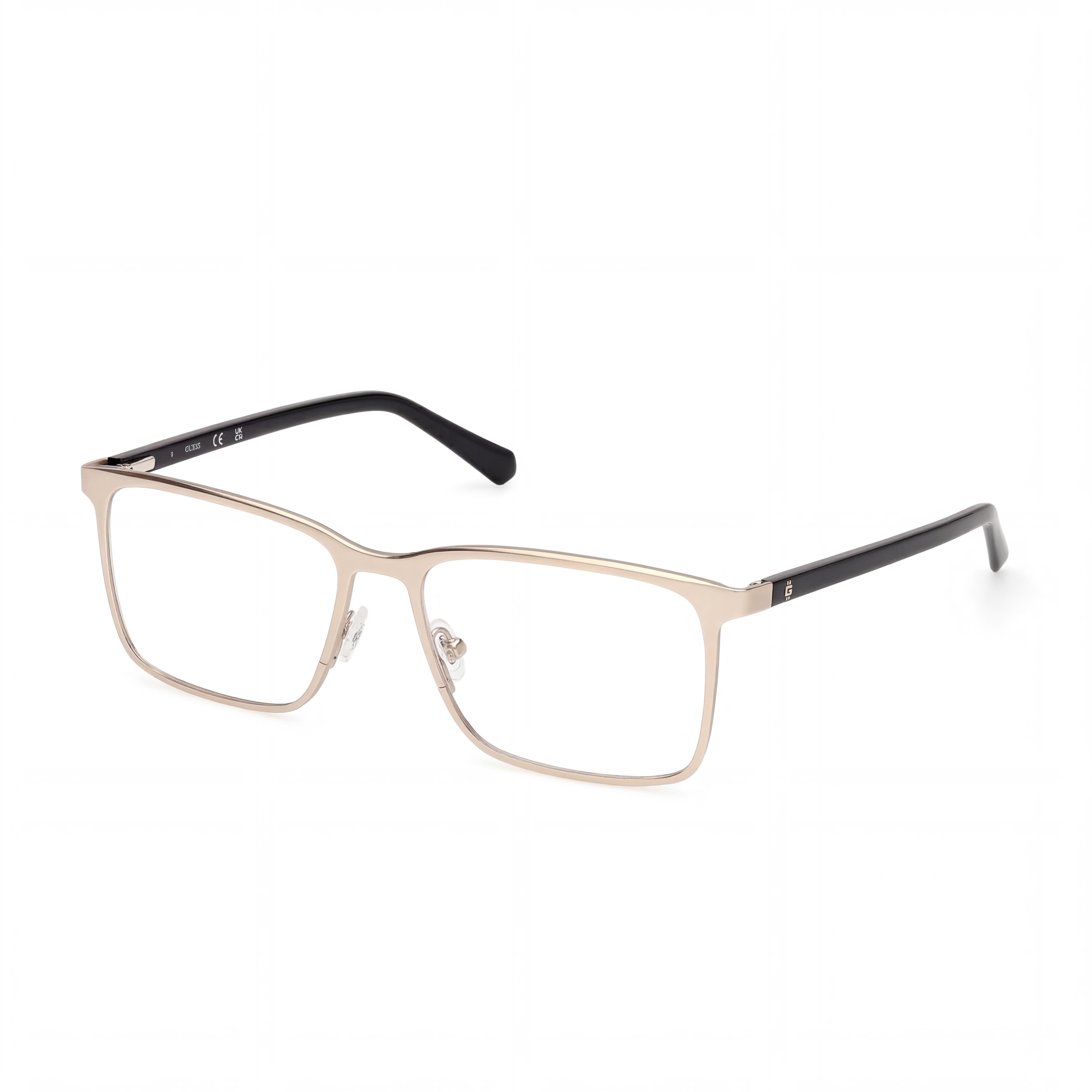 GUESS Gu50193 Men's Shiny Pale Gold Black Metal Non- Eyeglasses 56mm, Photo 1