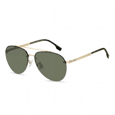 HUGO BOSS Modern Women's Metal Frame Matte Gold Polycarbonate Lenses UV Protected Sunglasses, Lens Width 62mm