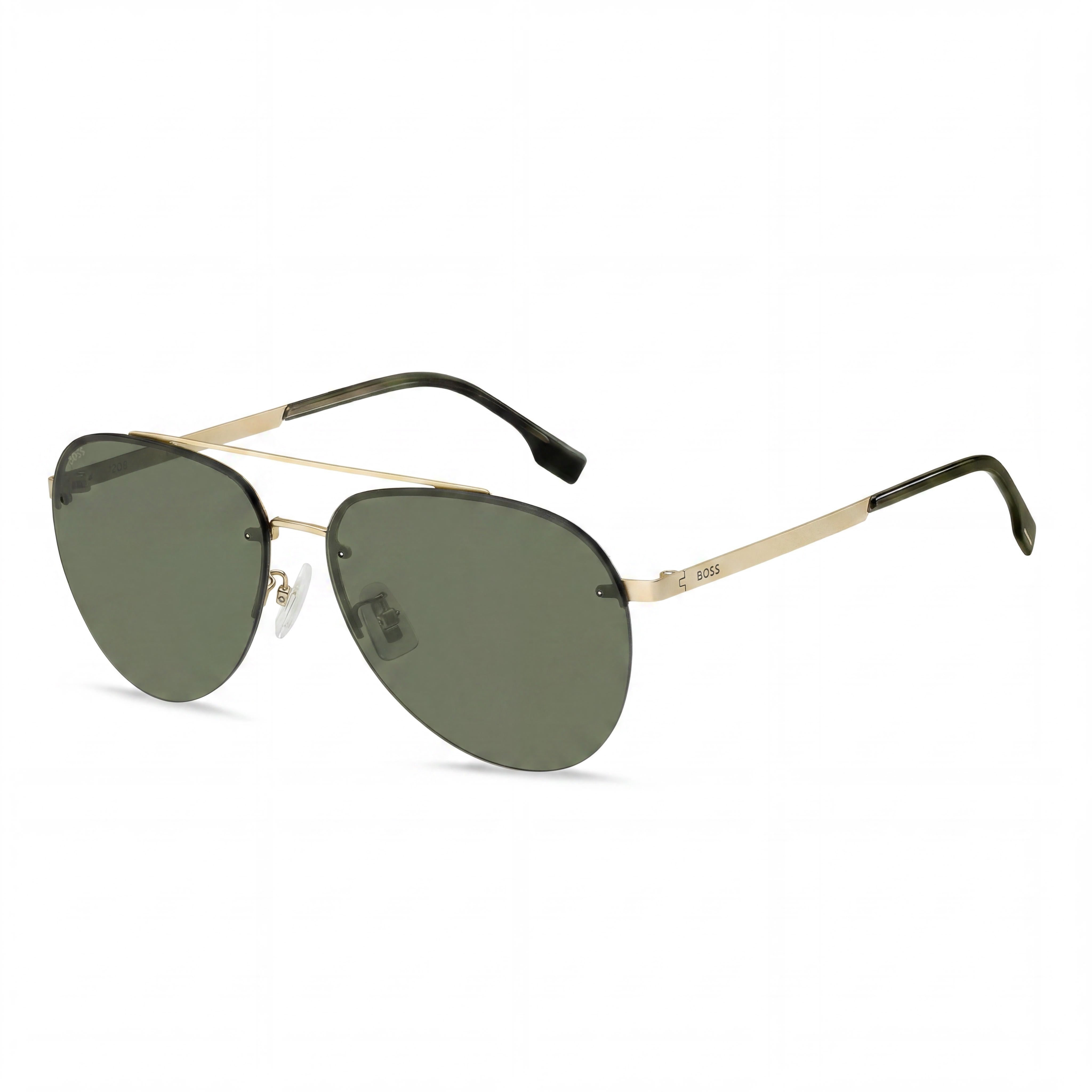 HUGO BOSS Modern Women's Metal Frame Matte Gold Polycarbonate Lenses UV Protected Sunglasses, Lens Width 62mm, Photo 1