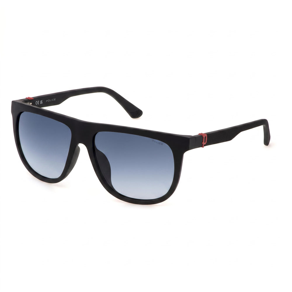 Gafas de sol Police SPLN33 para hombre, sin polarizar, inyectadas, con montura azul mate dorada y arenado, lentes azules degradadas, talla 7